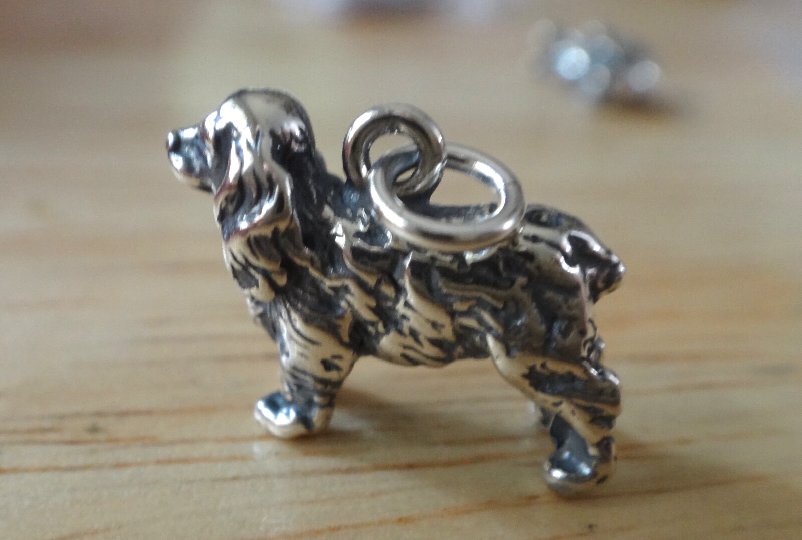 Sterling Silver 3D 12x15mm 3.5gram Solid Cocker Spaniel Dog Charm