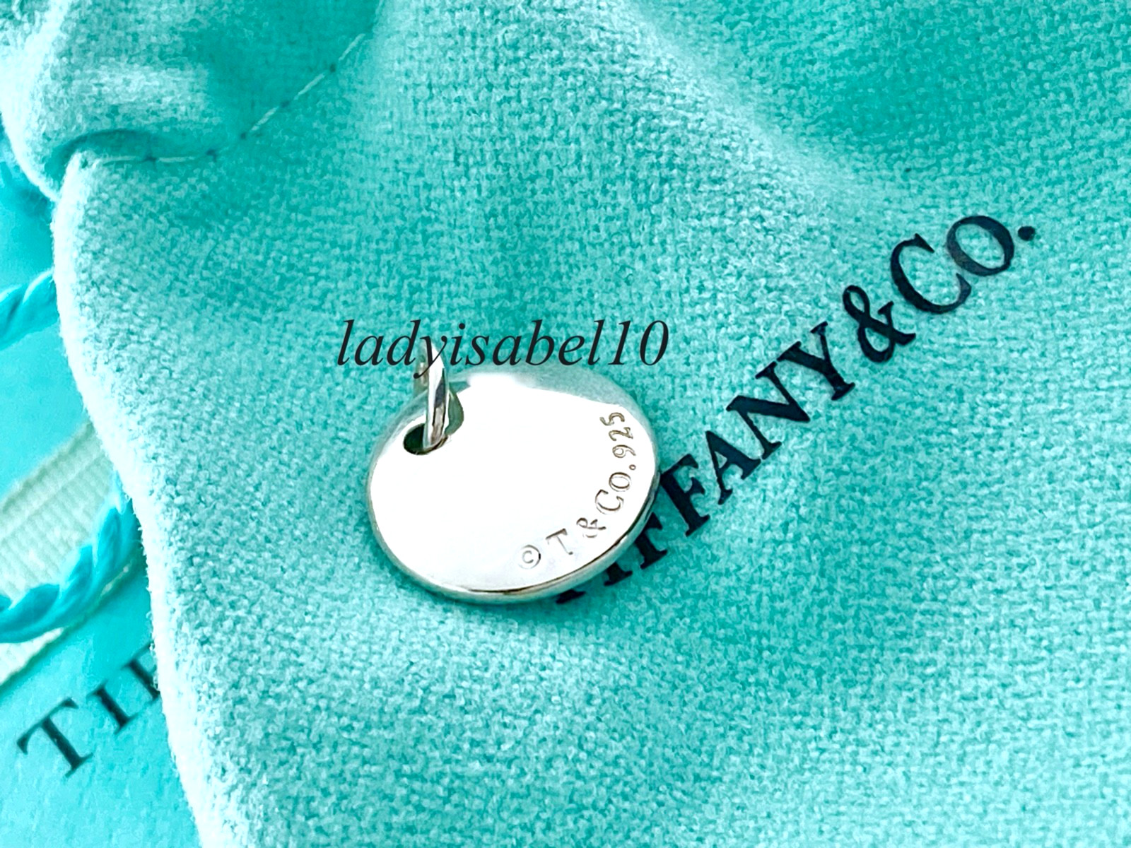 Tiffany & Co. Letter E Initial Alphabet Sm Disc Charm Sterling Silver w/ Pouch