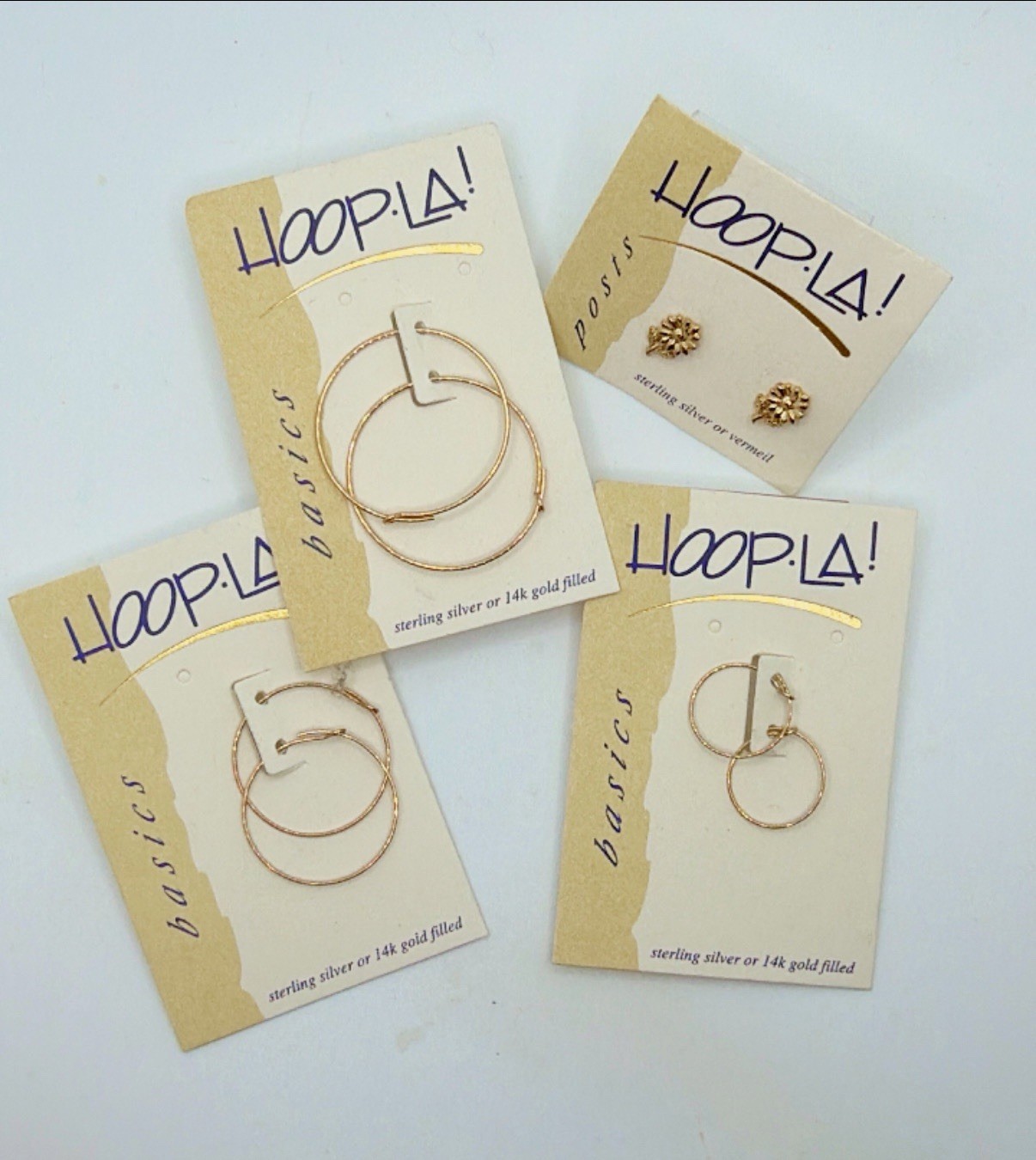 Huge Lot Of New Carded Endless Hoop Earrings 14ktgf & Flower Pot Stud Earrings