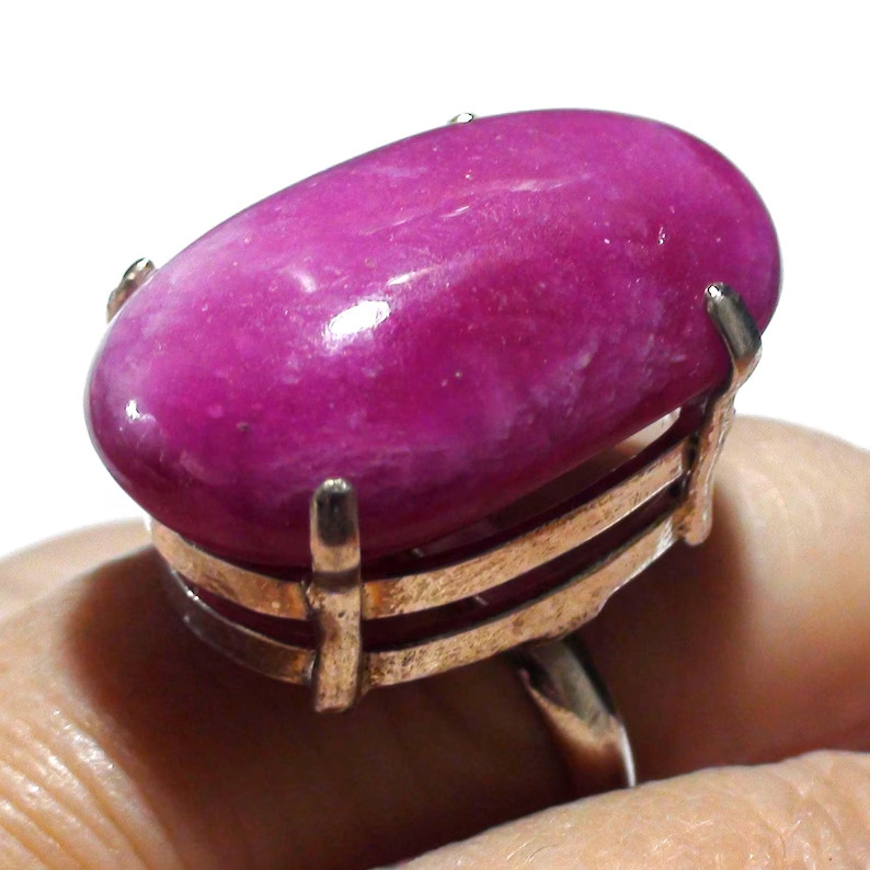Handmade 81.75 ct Cherry Pink Ruby Ring – 925 Sterling Silver, Size 9