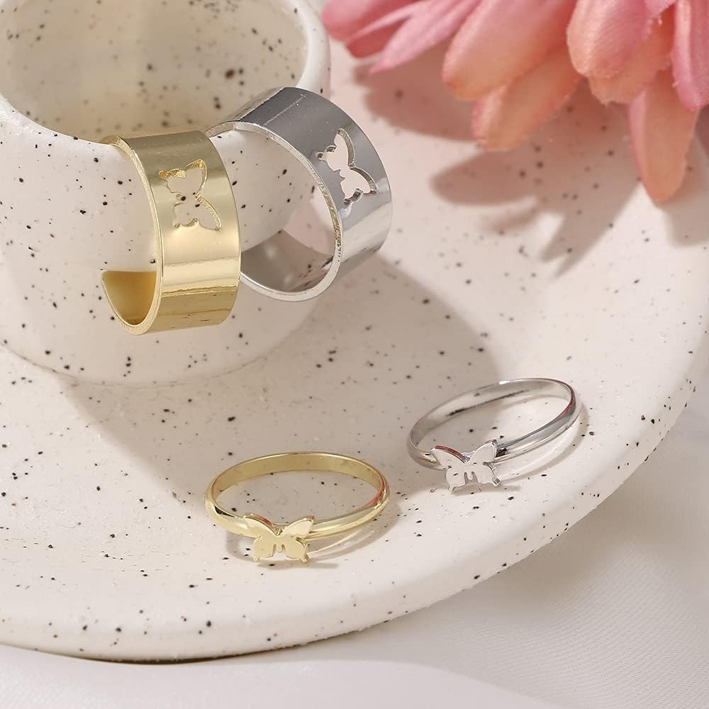 Butterfly Ring for Couples，Matching Butterfly Rings for women Men Adjustable …