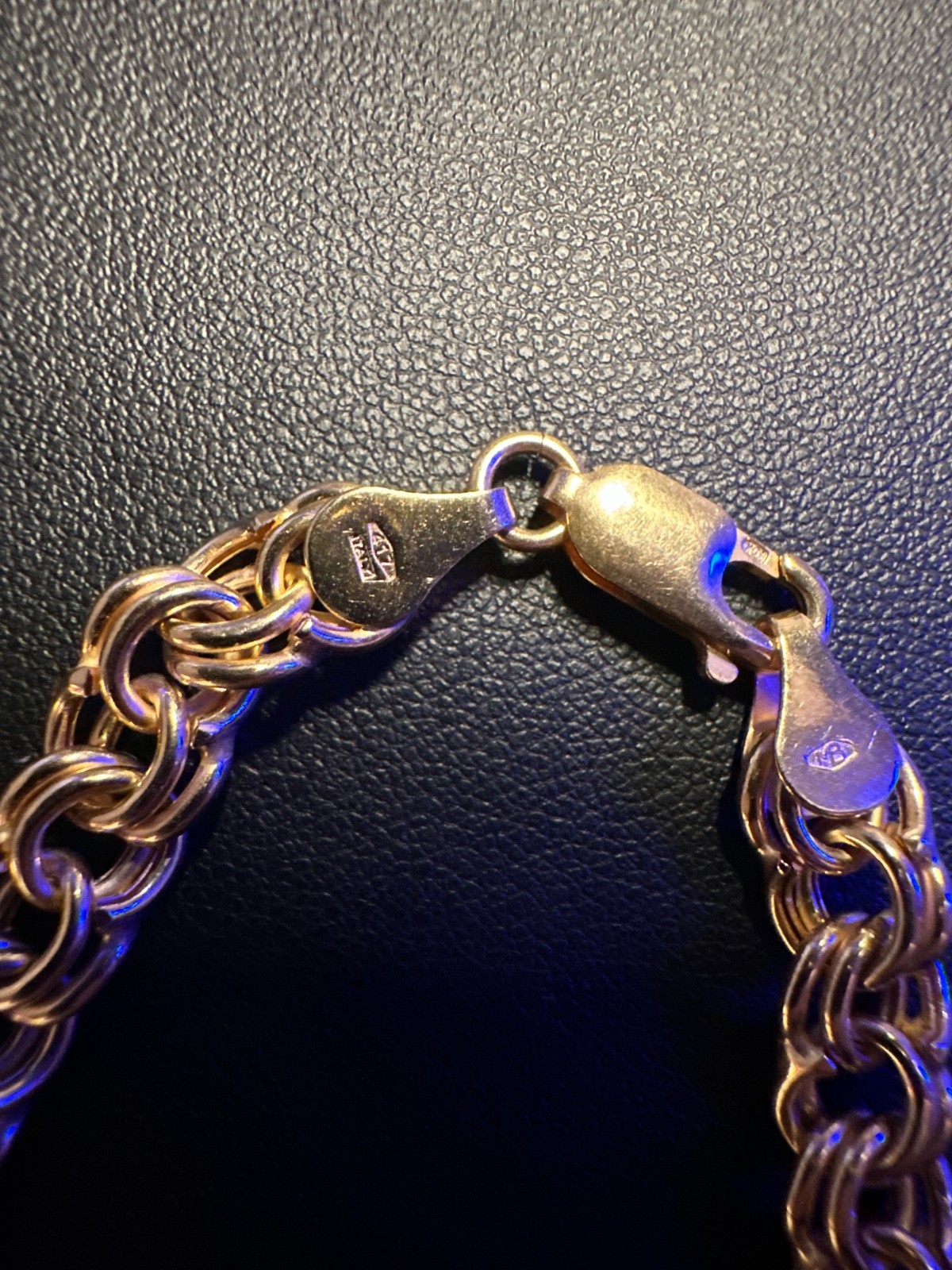 Solid 10K Yellow Gold Double Link Chain Bracelet – 417 Italy – 7.7 grams – 7″