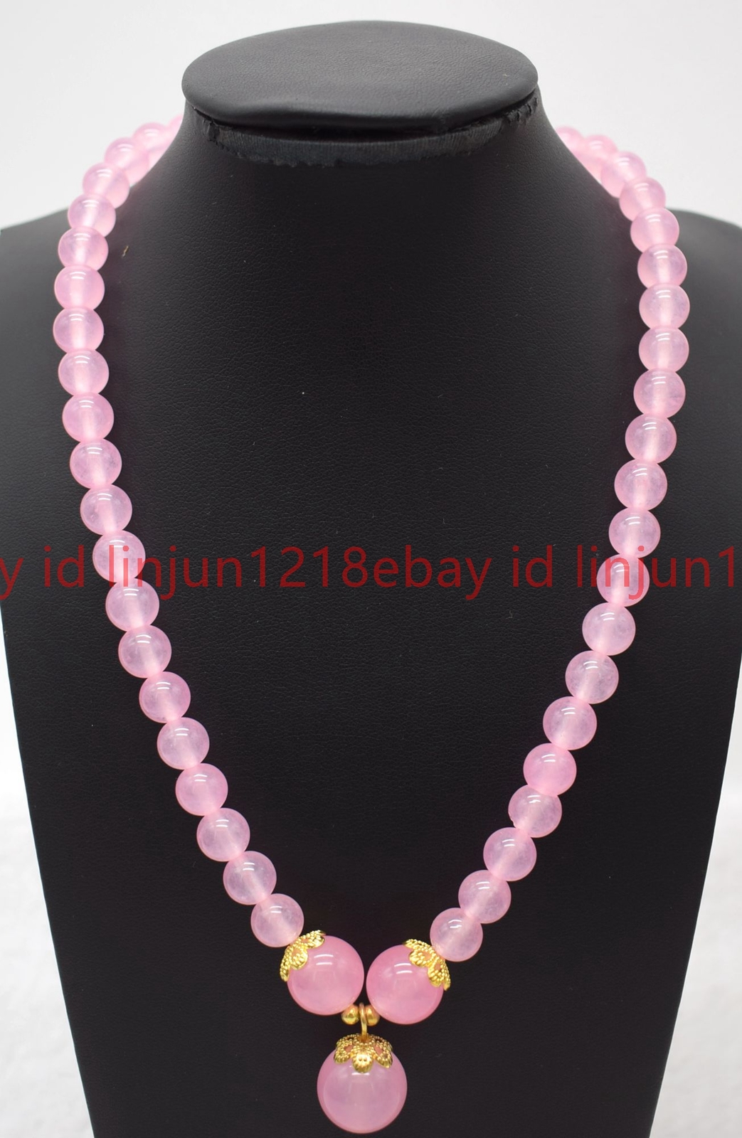 Beautiful Natural 8mm Pink Jade Round Gemstone Beaded Pendant Necklace 16-28in