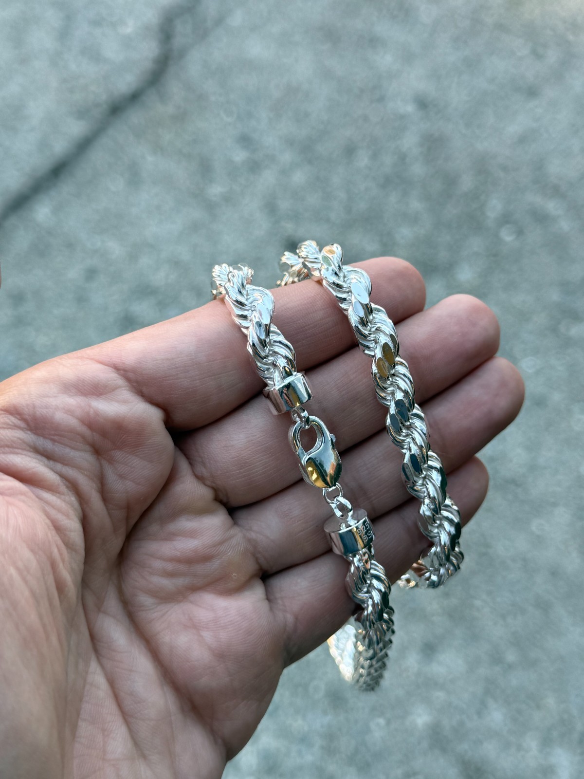 Solid 925 Sterling Silver Italian Rope Chain Mens Necklace 9mm – Diamond Cut