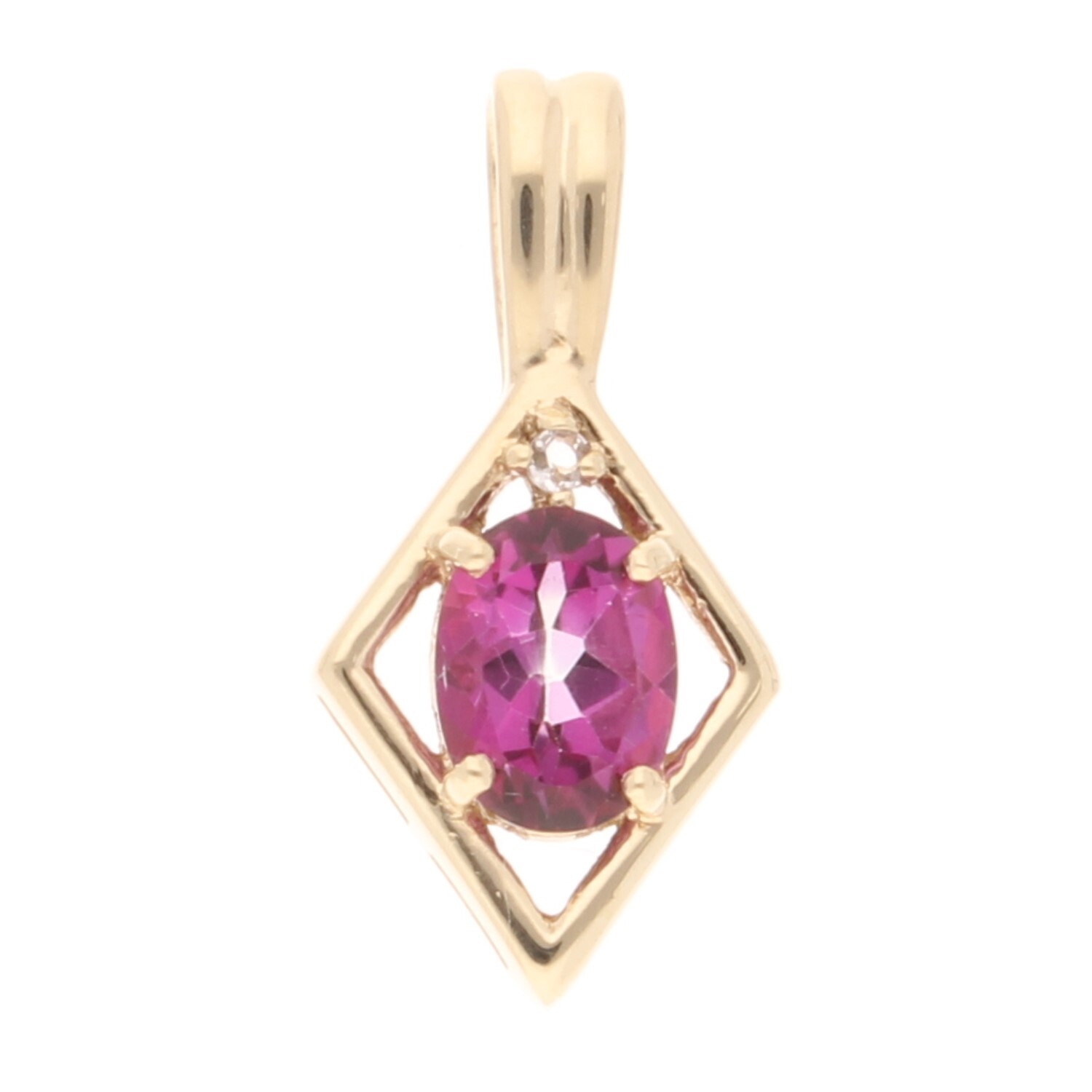9Carat Yellow Gold Cherry & White Topaz Pendant (12x23mm)