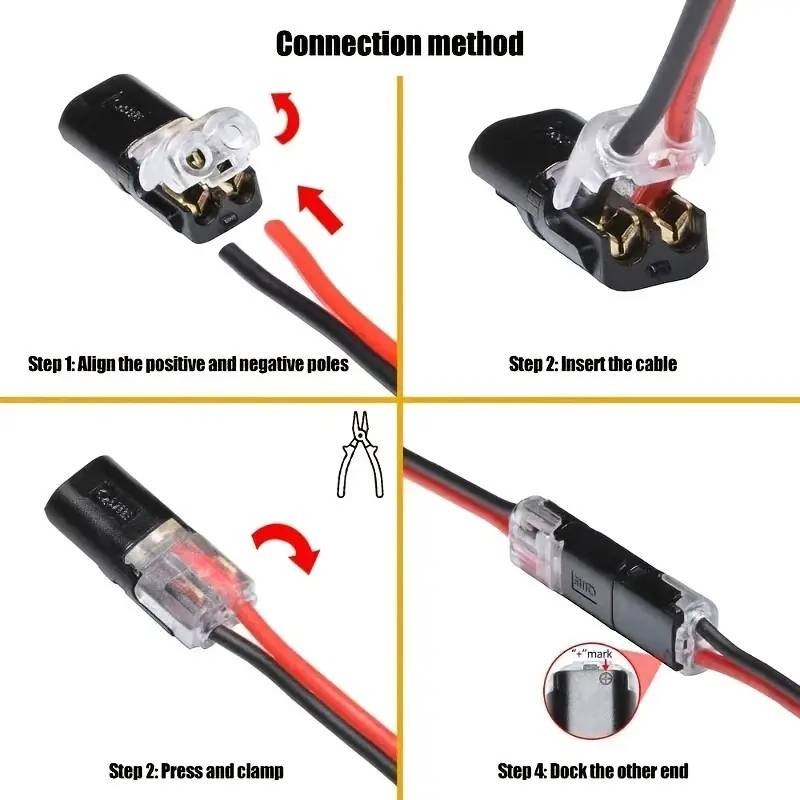 10~100pcs Double-Wire Plug-in Connector,Cable Clamp with Locking Buckle US STOCK
