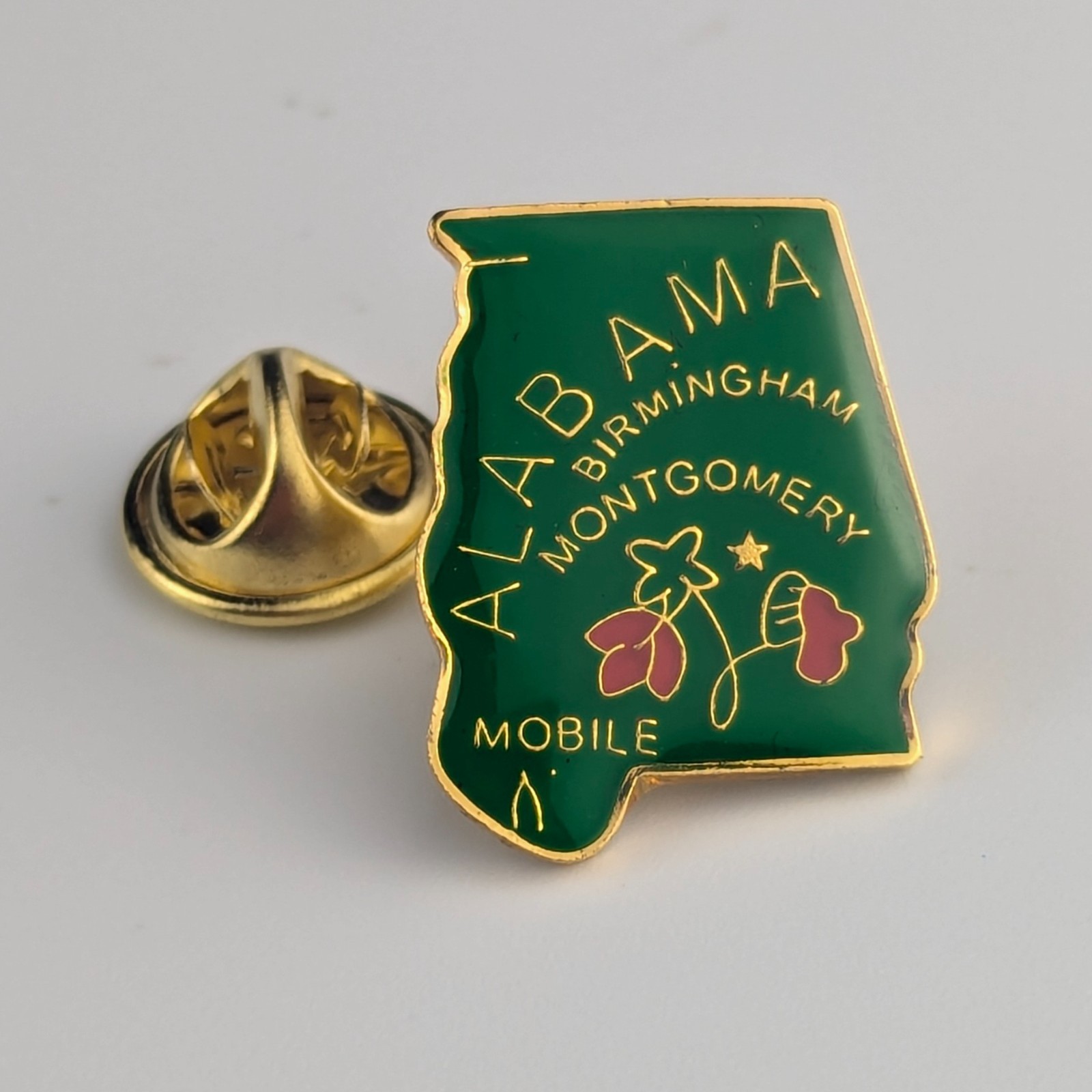 Alabama Abstract Map Lapel Pin; Die-Struck Steel Alloy; Epoxy Coating
