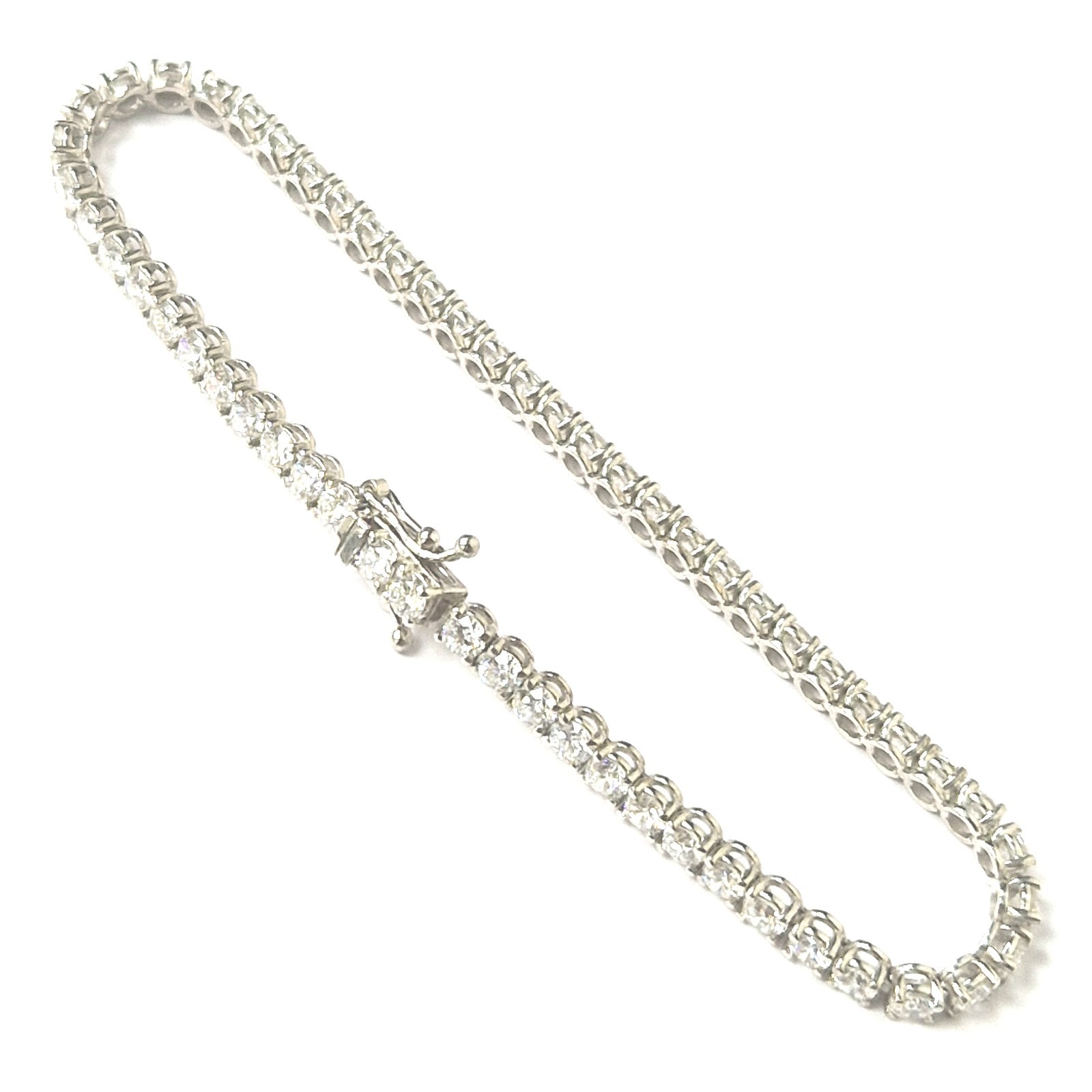 9ct White Gold Bracelet 6.15ct Lab Created Diamond 19cm Long 3.1mm Width 8.1g
