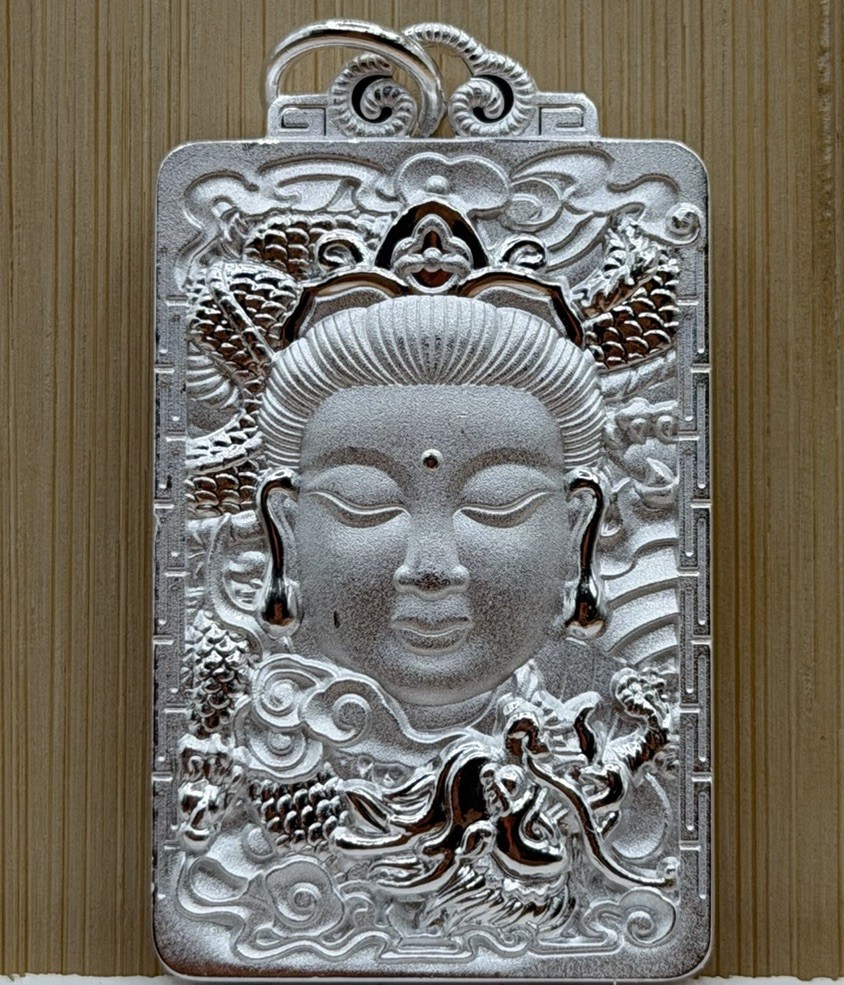 999 Guan Yin with Dragon Silver Pendant 30g