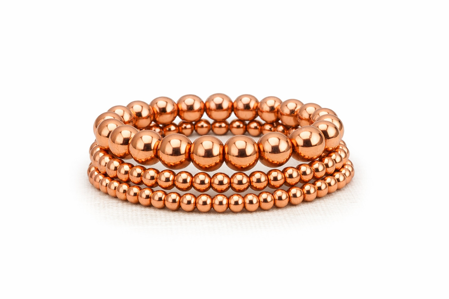 100% Pure Copper Bead Bracelet • Solid Stretch Handmade Jewelry USA