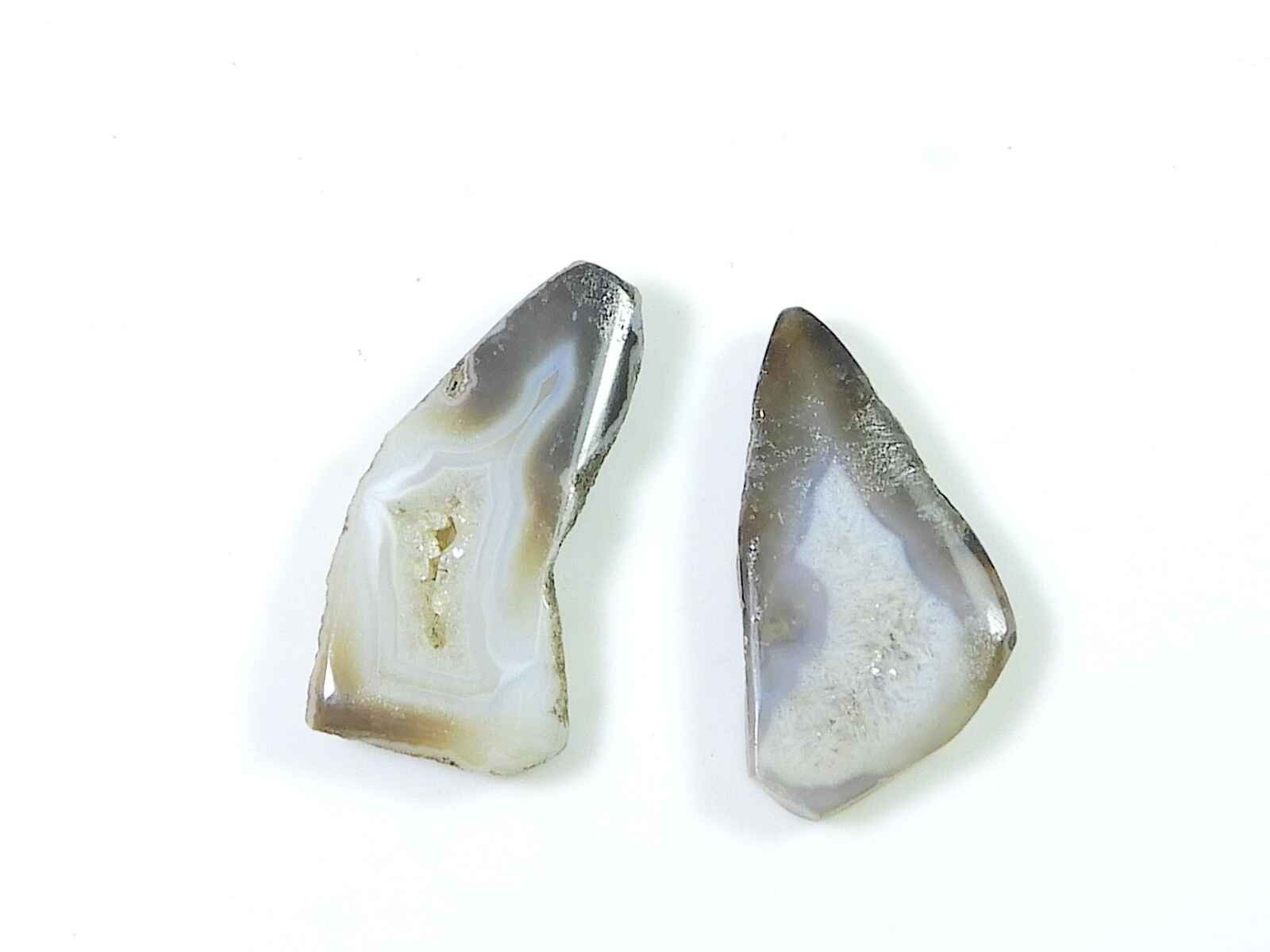 18Cts Black Slice Dyed Druzy Agate Matched Pair Fancy Loose Gemstone 12X23MM Y81