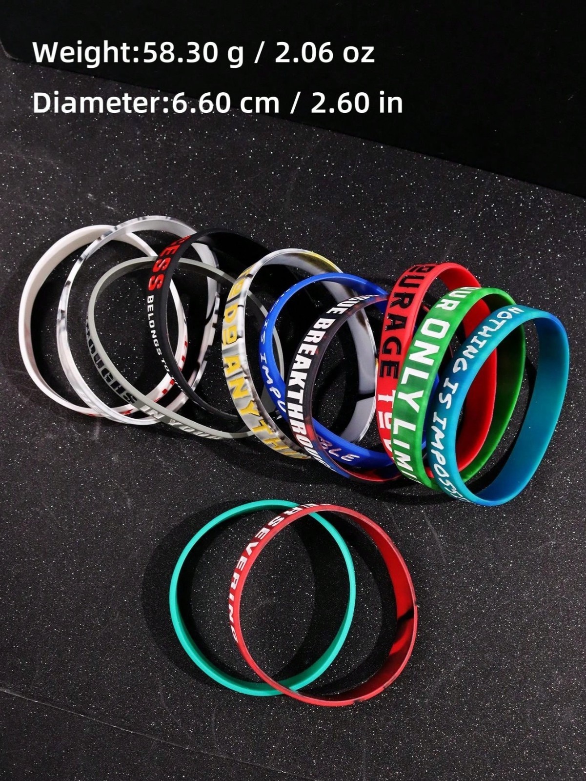 12x Motivational Silicone Wristbands Men Gym Sports Rubber Bracelets Quote Gift