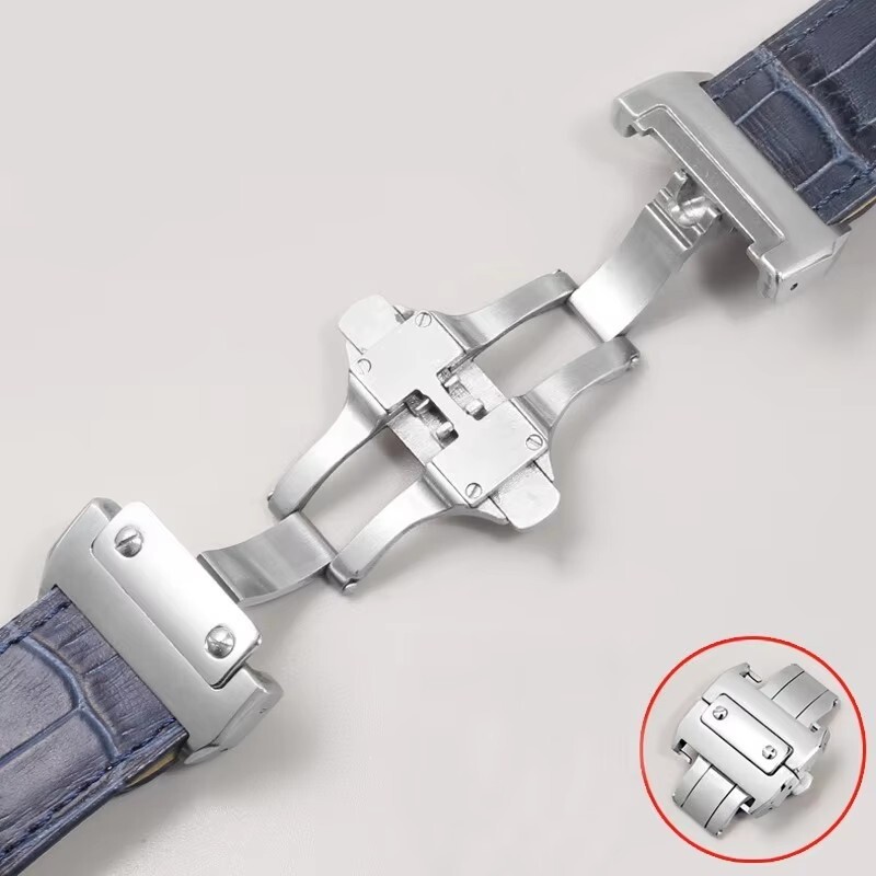 Leather Watch Strap for Cartier Santos 100 Black Brown 20mm 23mm Python