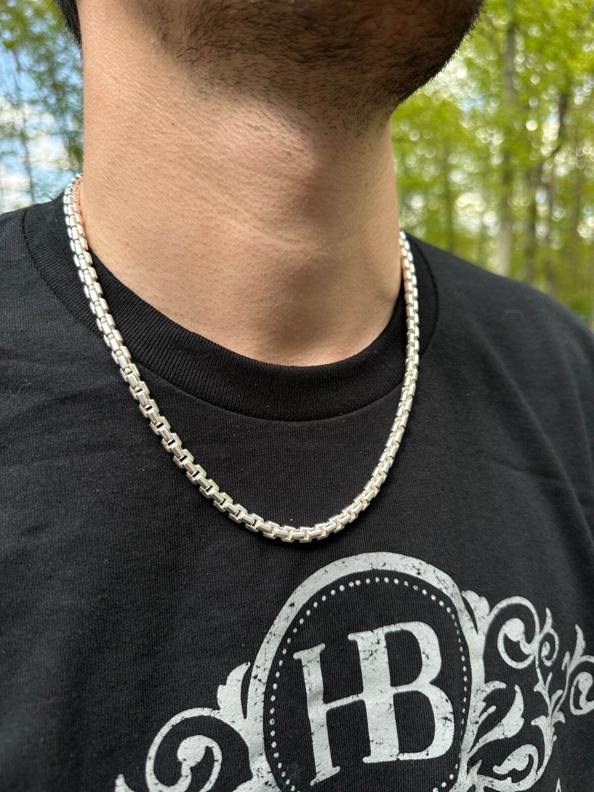 925 Sterling Silver 6mm Men’s Rounded Rolo Hermes Link Chain Necklace Bracelet
