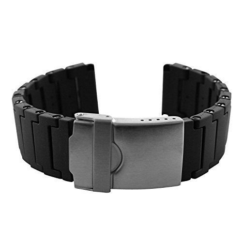 NEW 23mm Black Polyurethane Watch Band Rubber Link Bracelet Luminox 3050 3950