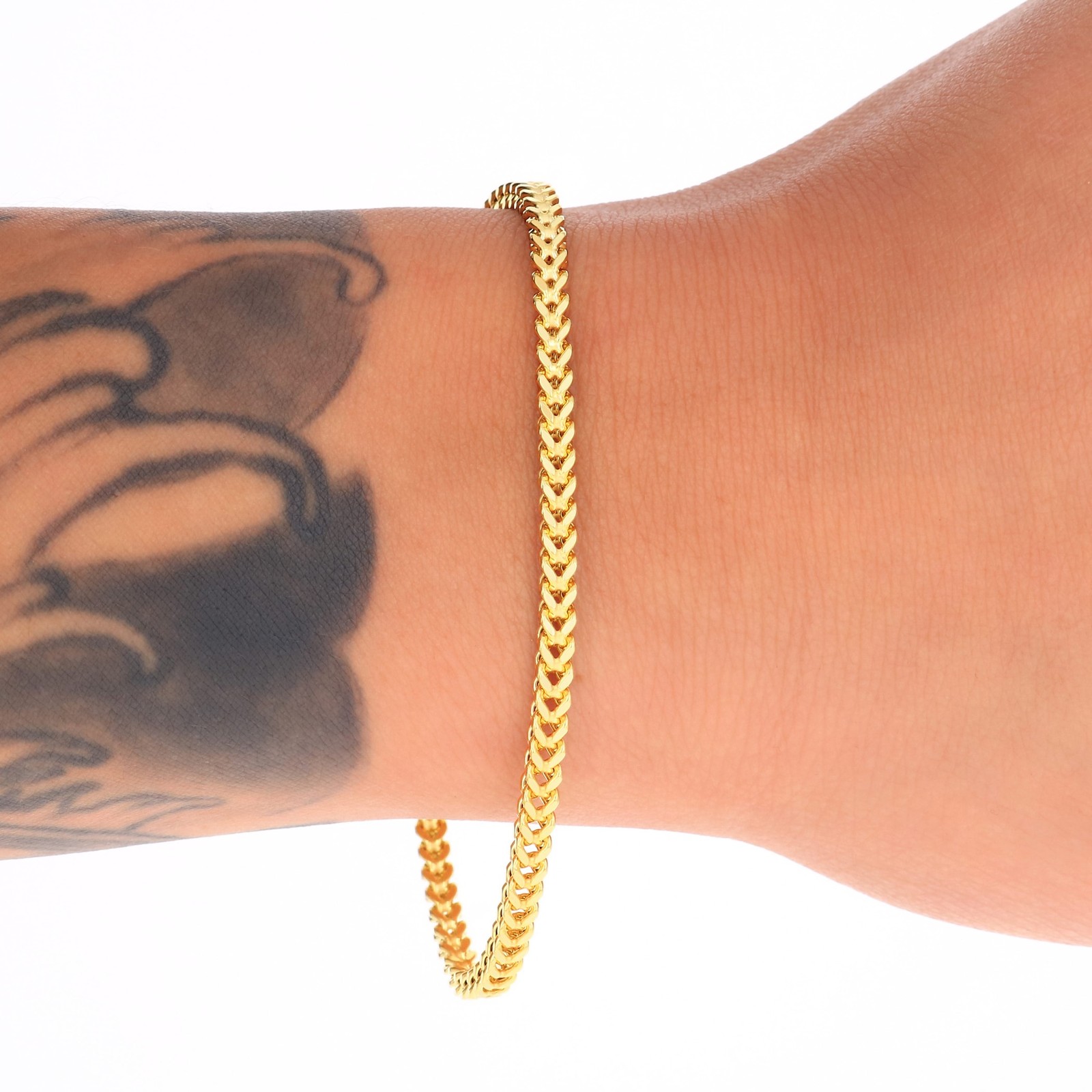 14k Yellow Gold 1.5mm-5mm Franco Box Bracelet Chain Men Women 7″ 7.5″ 8″ 8.5″ 9″