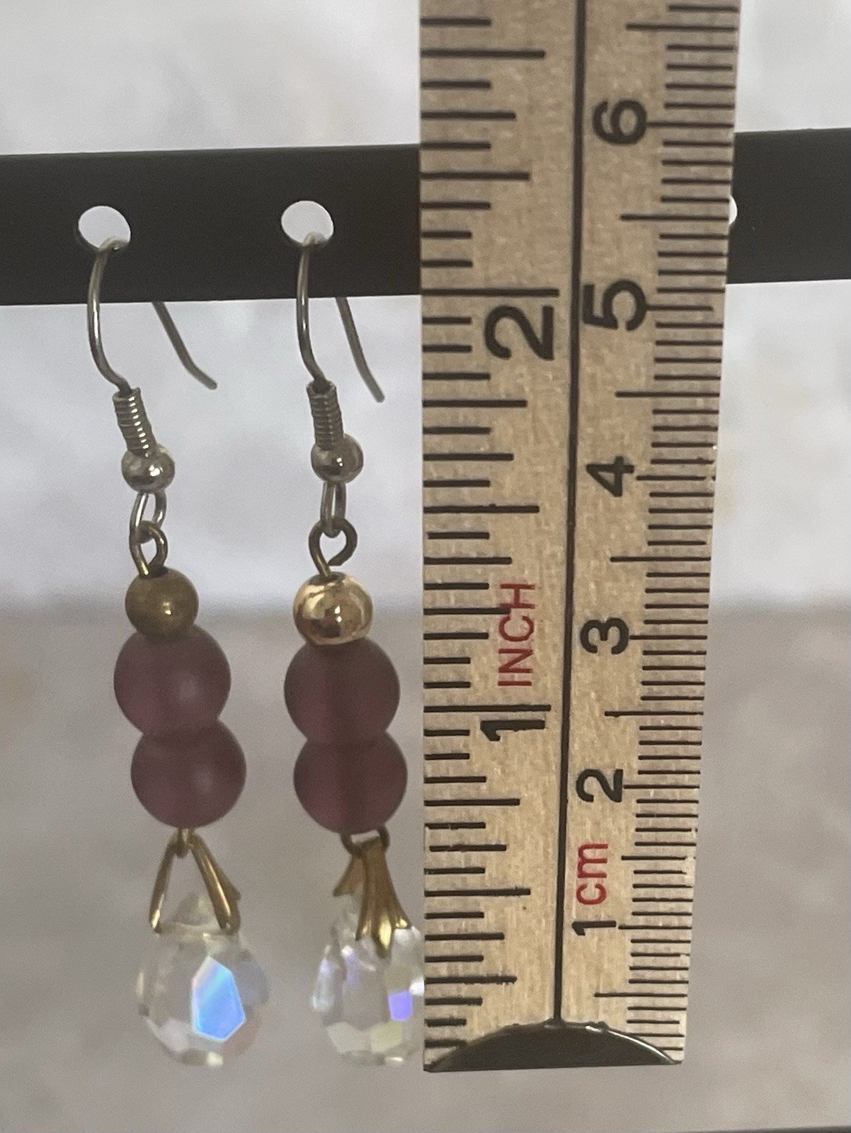 3 Pair of Pierced Beaded Dangle Drop Earrings with Faceted Crystals