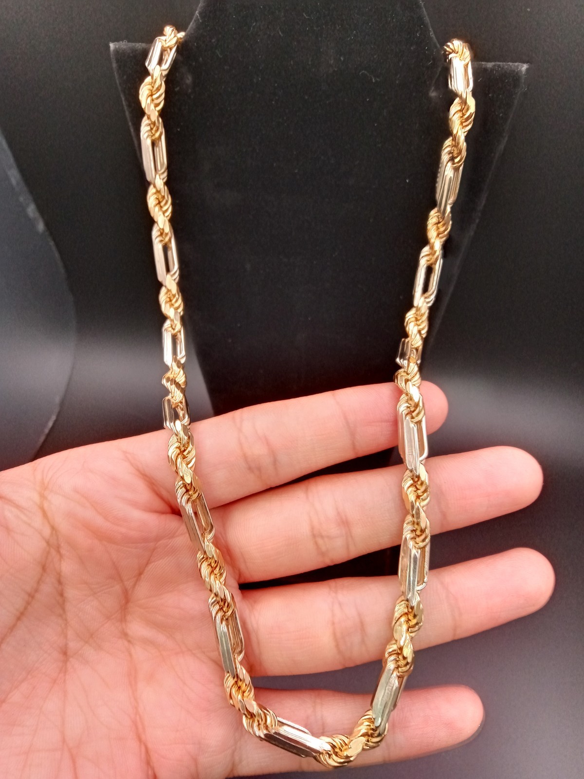 14k Solid Gold Figaro Rope Chain 24 Inches 5.8mm