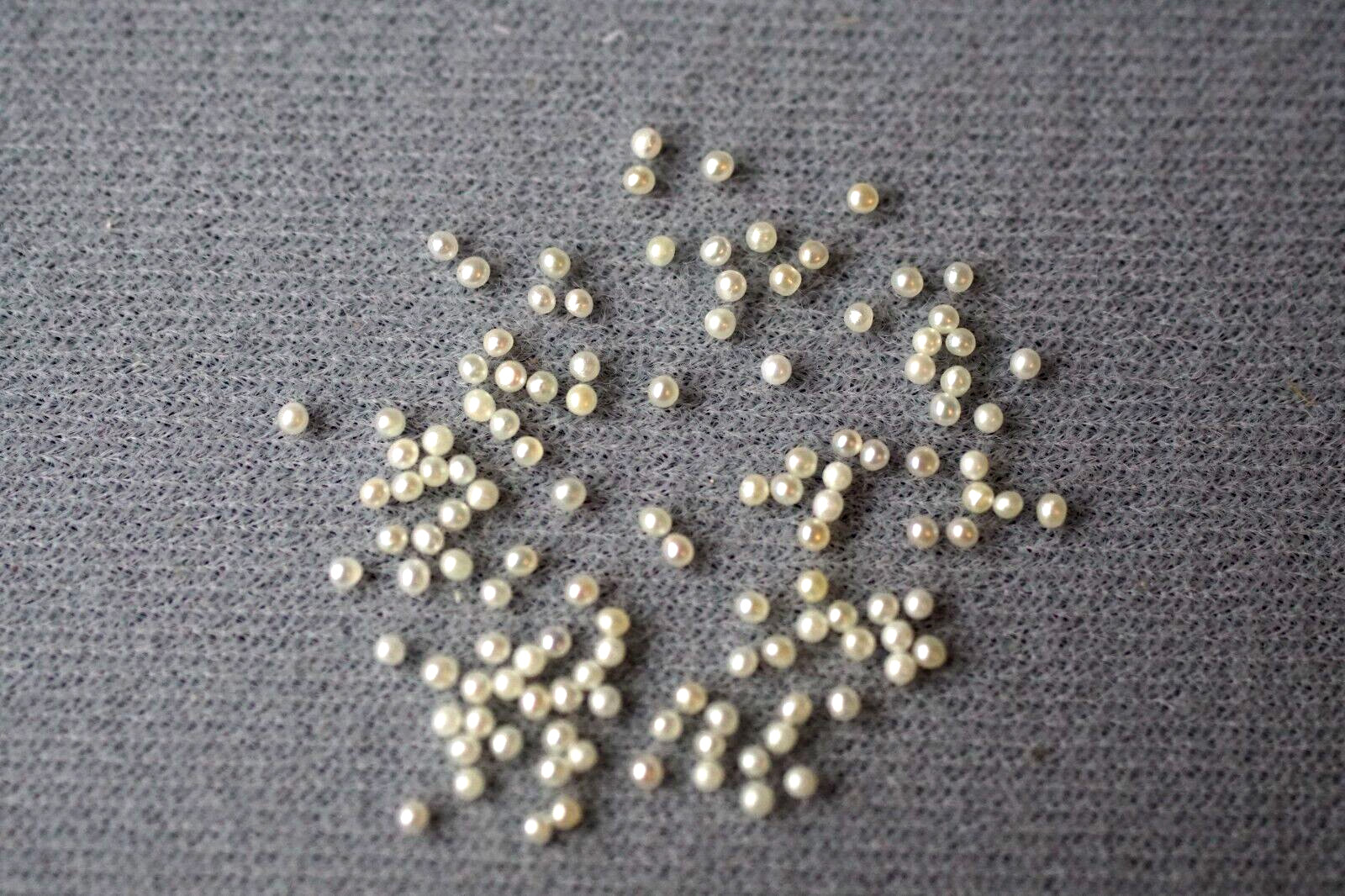 AAA 1.3-1.4mm Near Round Natural White Pearls No Hole Lot of 20 PCS