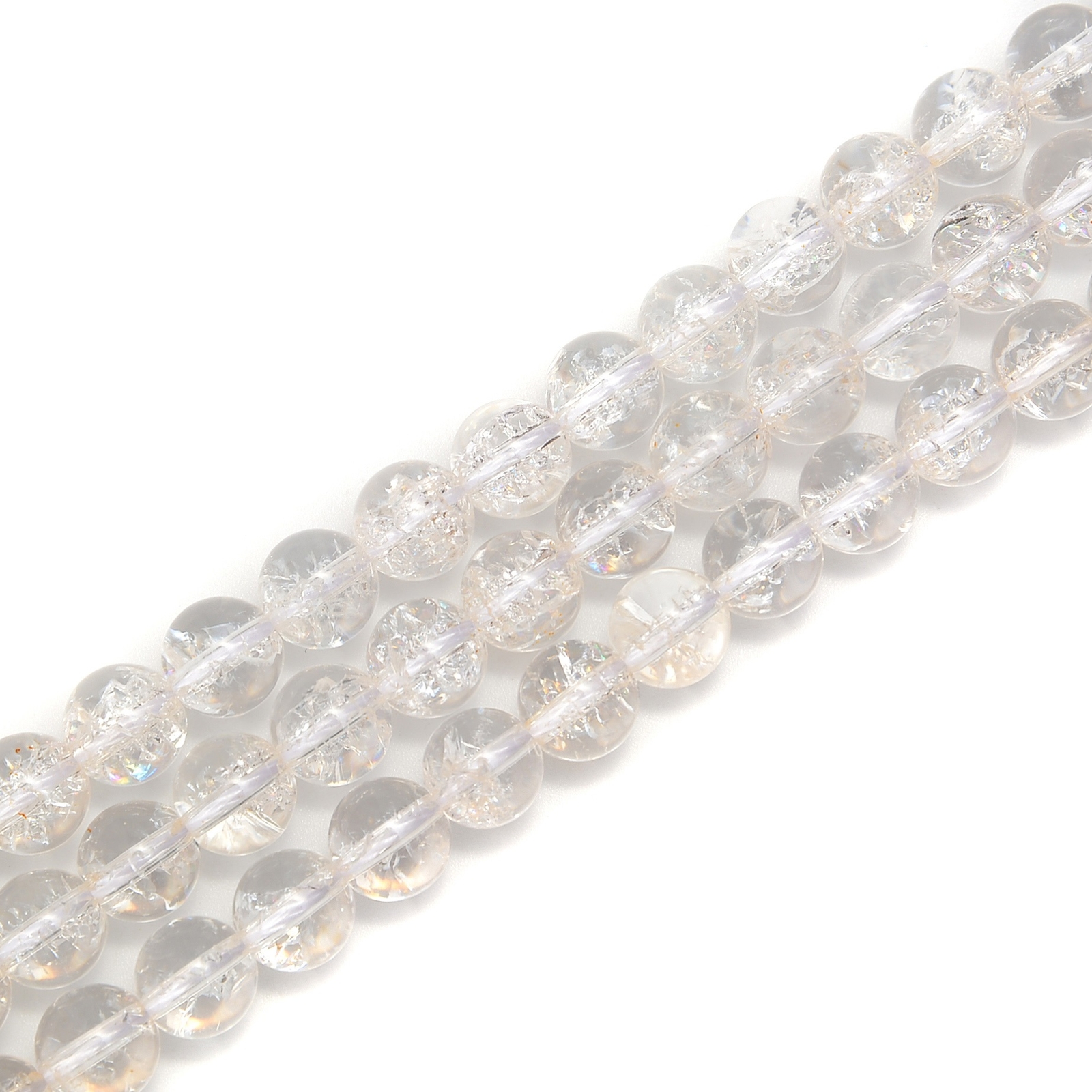 Clear Crackle Quartz Smooth Round Beads Size 6mm 8mm 10mm 12mm 15.5″ Strand