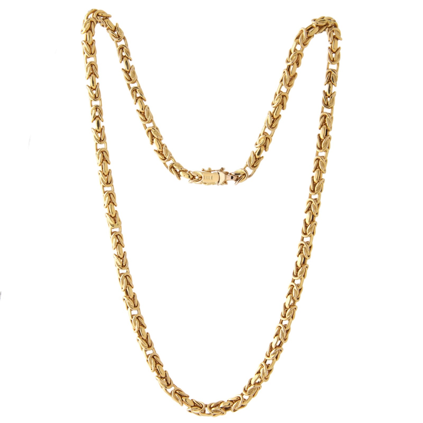 UNOAERRE 24” 14k Yellow Gold Square Byzantine Chain ITALY
