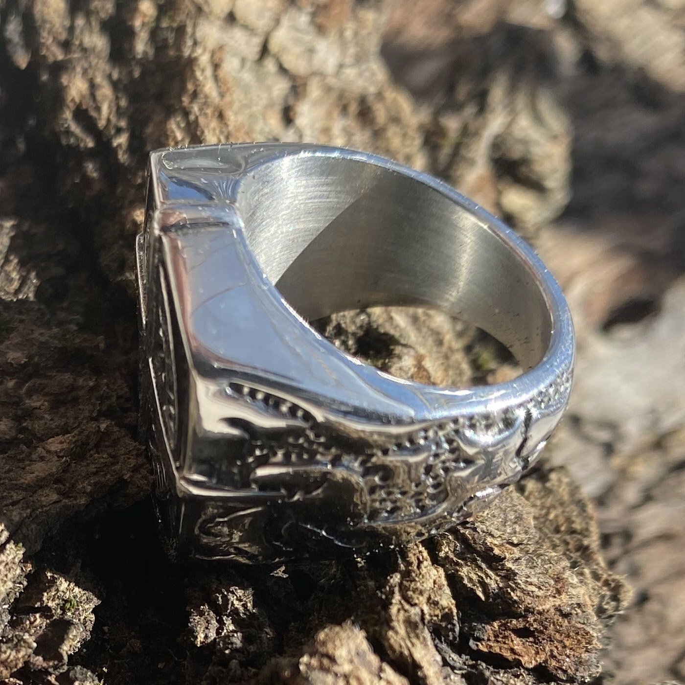 MENDEL Mens Nautical North Star Compass Biker Ring Stainless Steel Size 7-15