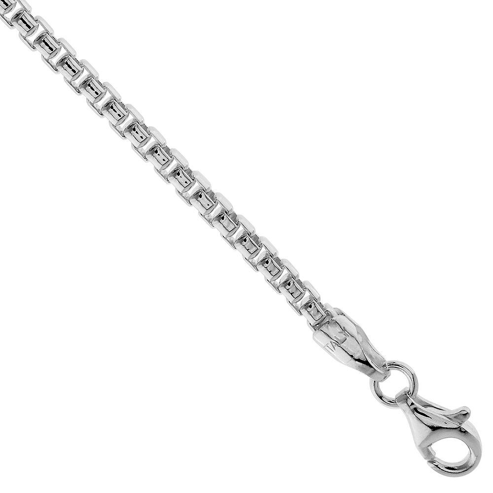 925 Sterling Silver 2.6mm Italian Round Box Chain Necklace Italian Made