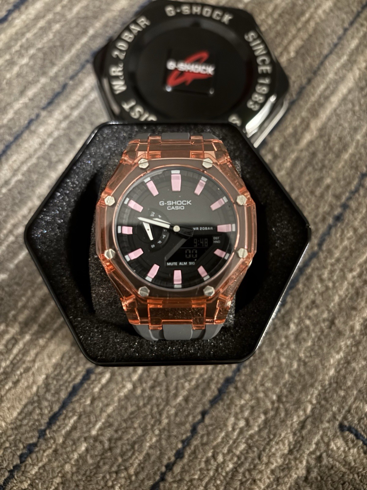Casio G-SHOCK Analog-Digital 200m Quartz Orange Resin Strap Watch w/ Box