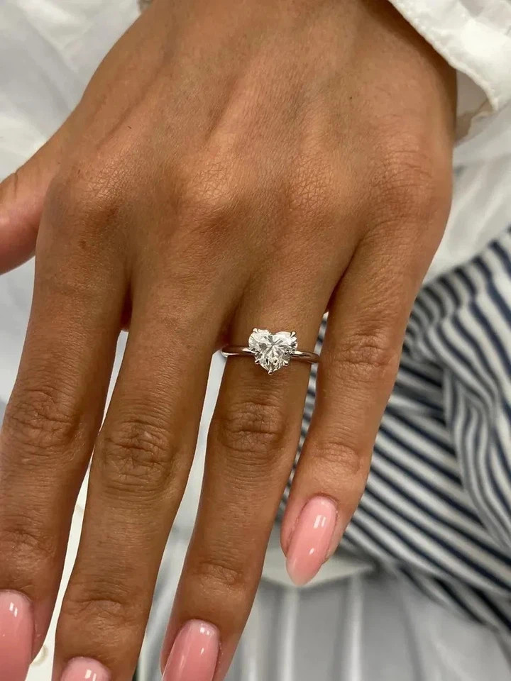 Diamond Wedding Ring IGI Heart Cut 2 Carat 14k White Gold Lab Grown E F VVS CVD