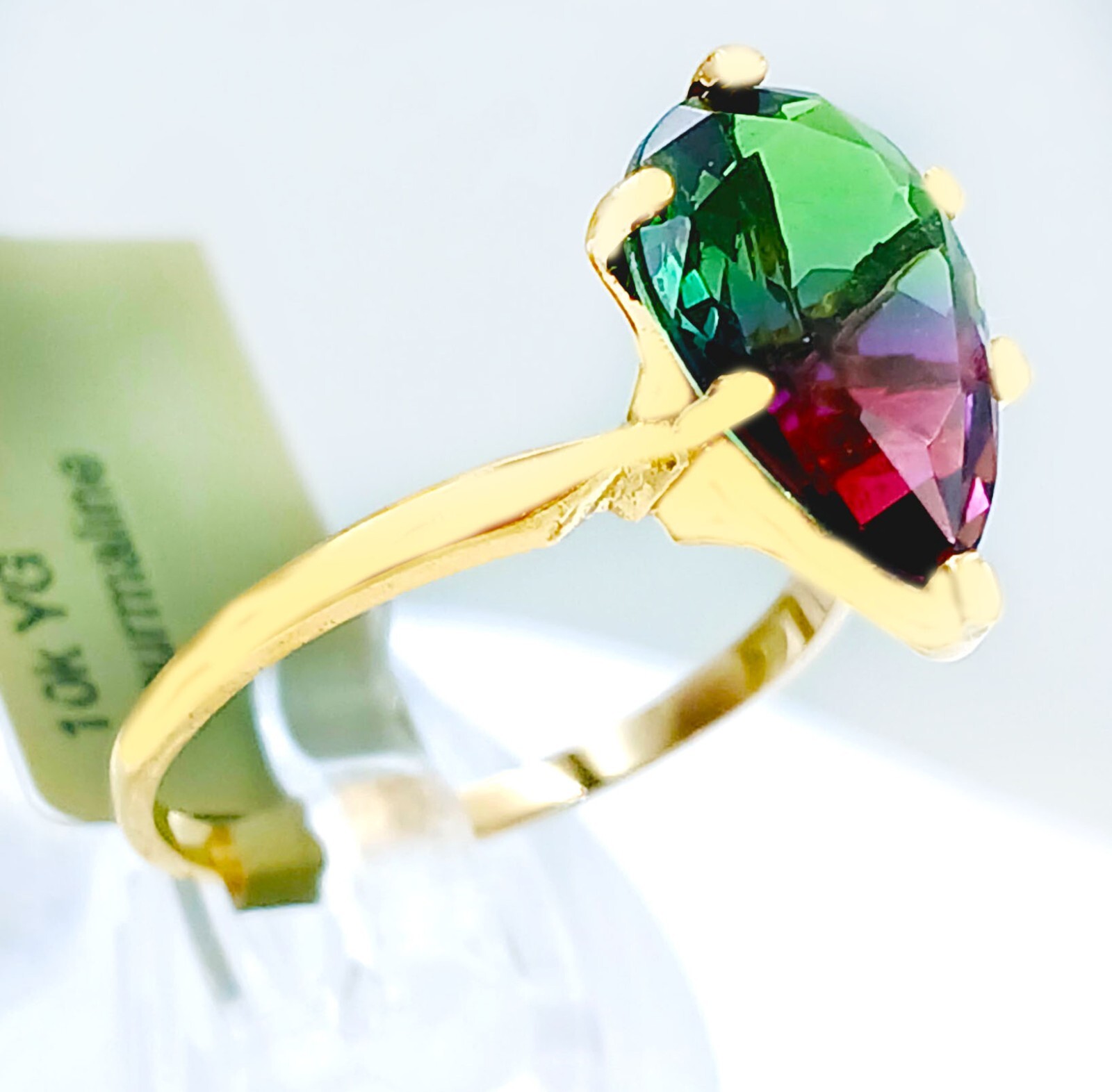 LAB CREATED 5.22 Cts TOURMALINE RING 10k YELLOW GOLD – Made in USA – NWT