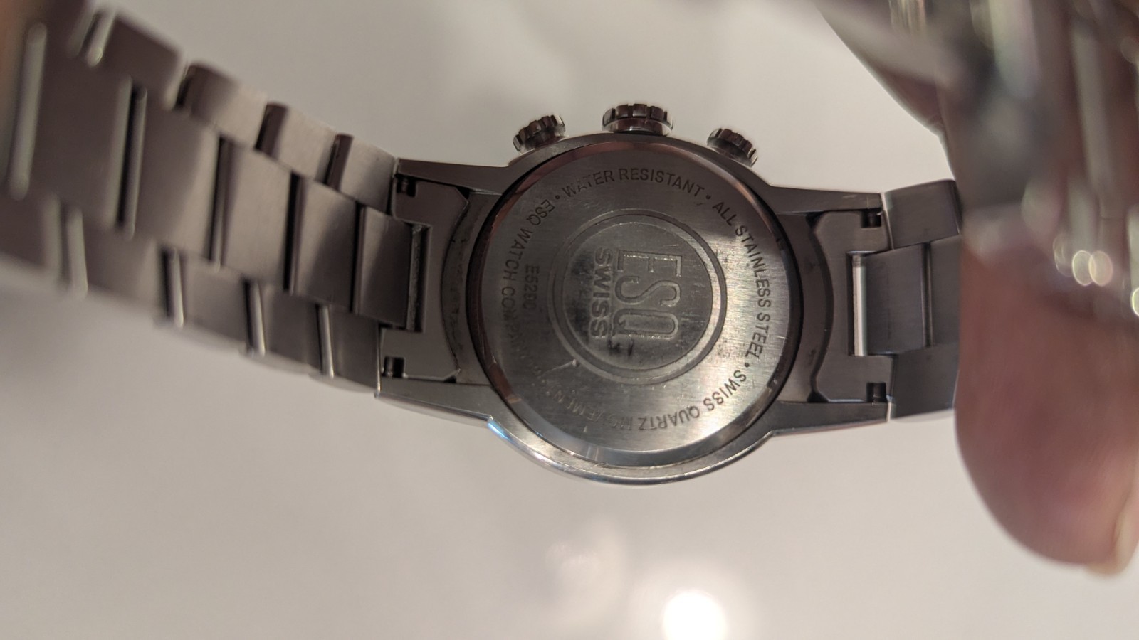 ESQ Swiss Men’s Quartz Chronograph Date Watch Silver Dial SS Bracelet 30m