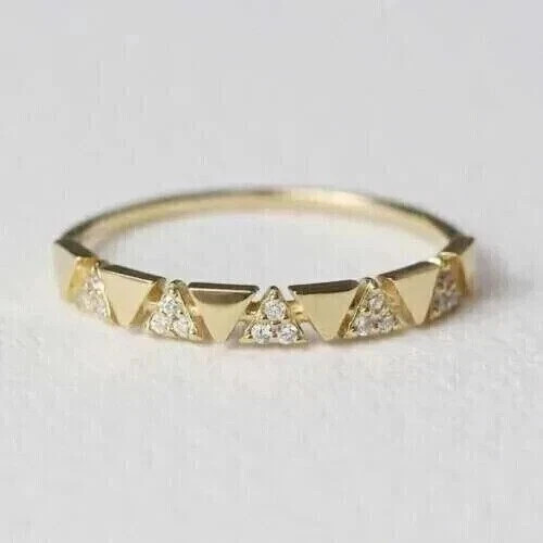 1Ct Round Cut Moissanite Women Engagement Band Ring 14K Yellow Gold Plated