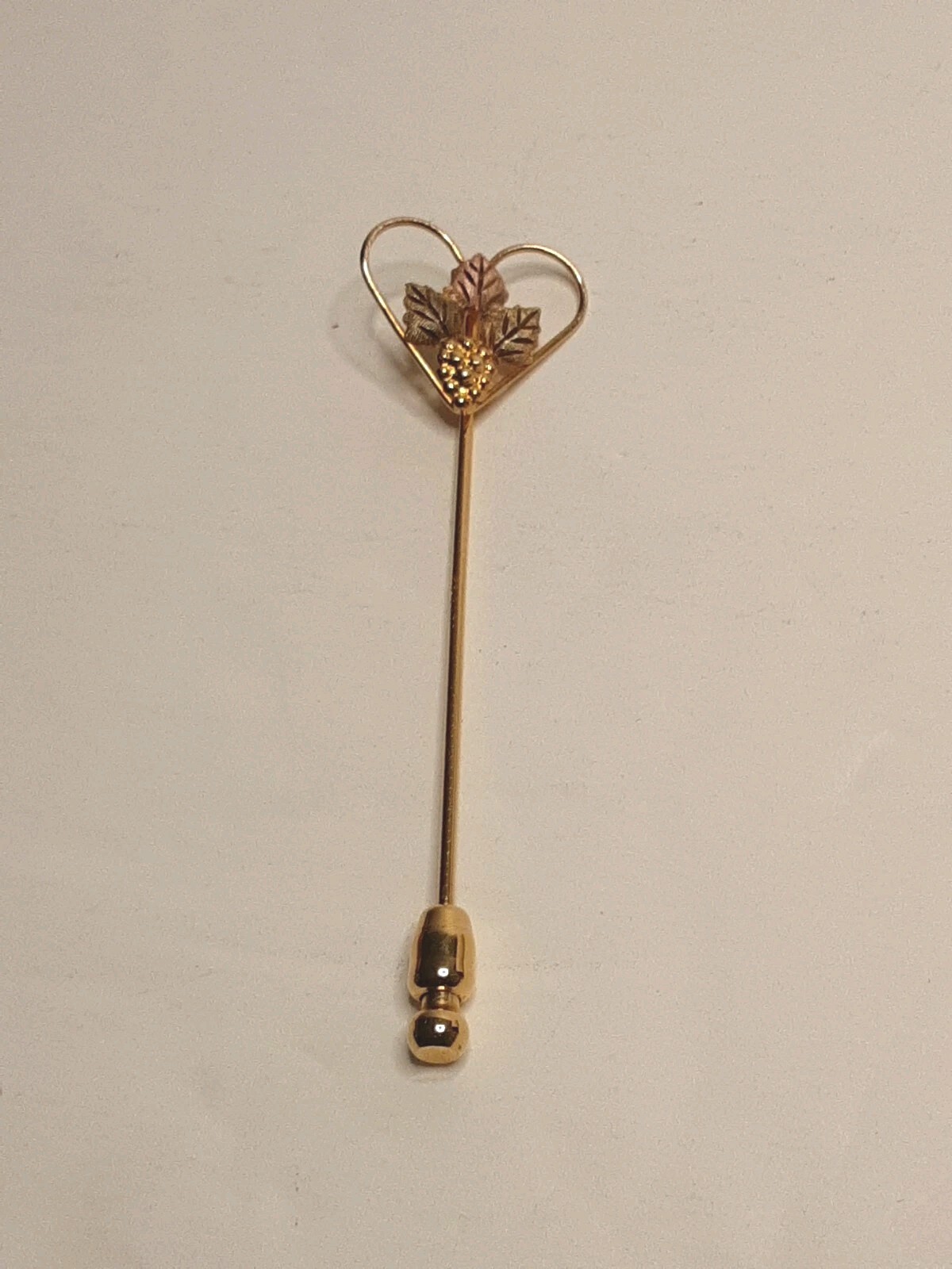 Vintage Landstroms 10K GOLD Leaves Stick Pin Black Hills Gold W/ Original Box