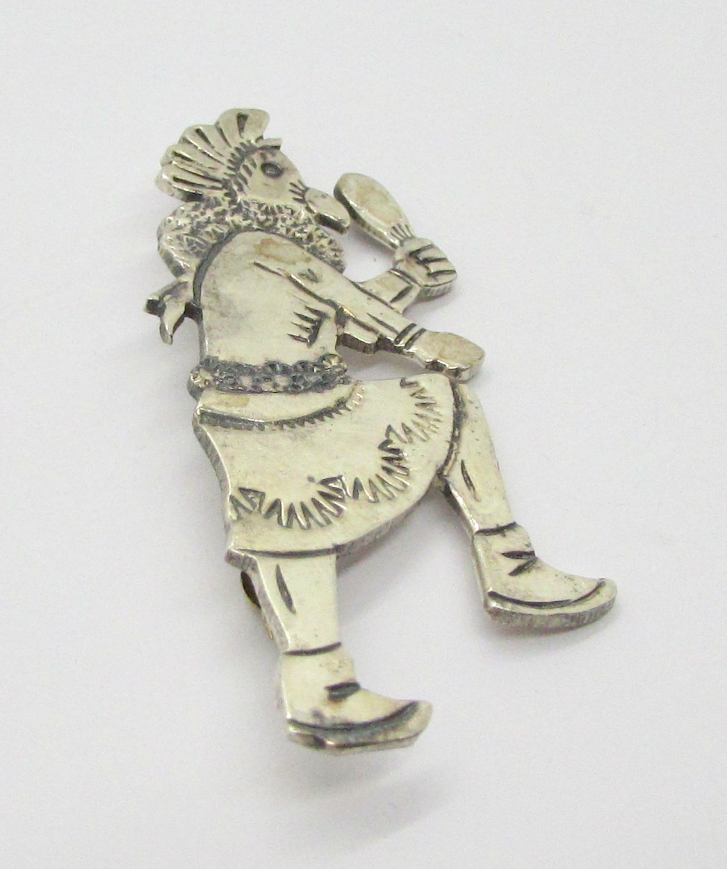 BCT 925 STERLING SILVER DANCING HOPI NAVAJO KACHINA BROOCH 62x25MM ~ 11.4 G