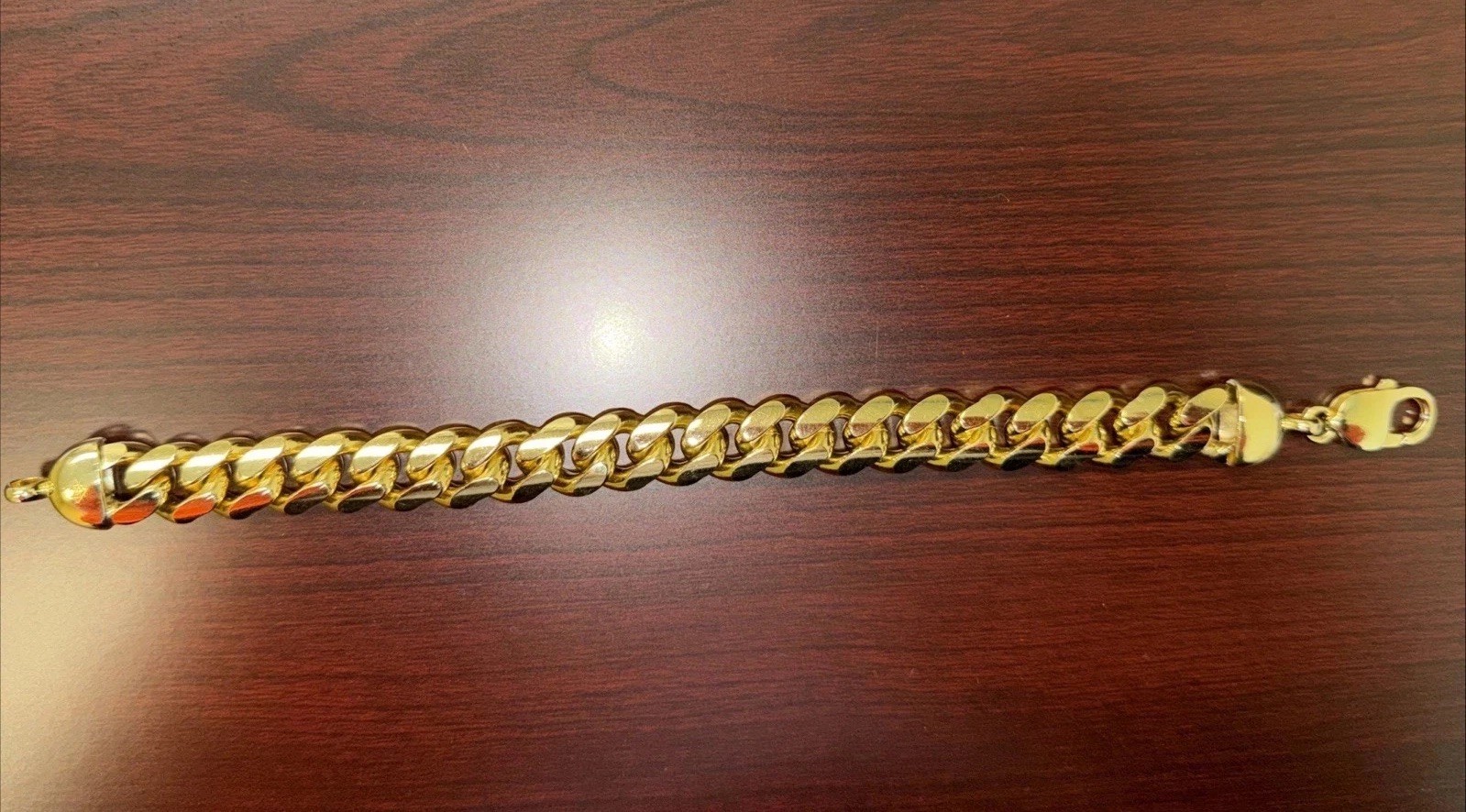 14k Gold Plated Solid 925 Polished Silver Curb Miami Cuban Bracelet 10mm 8inch