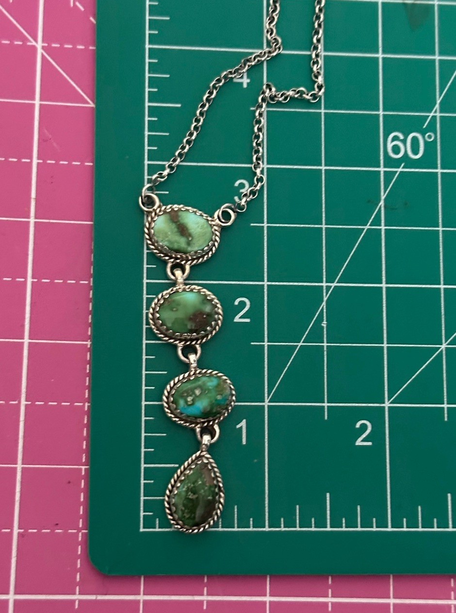 Sonoran Mountain Turquoise Lariat Southwestern Sterling Silver Necklace