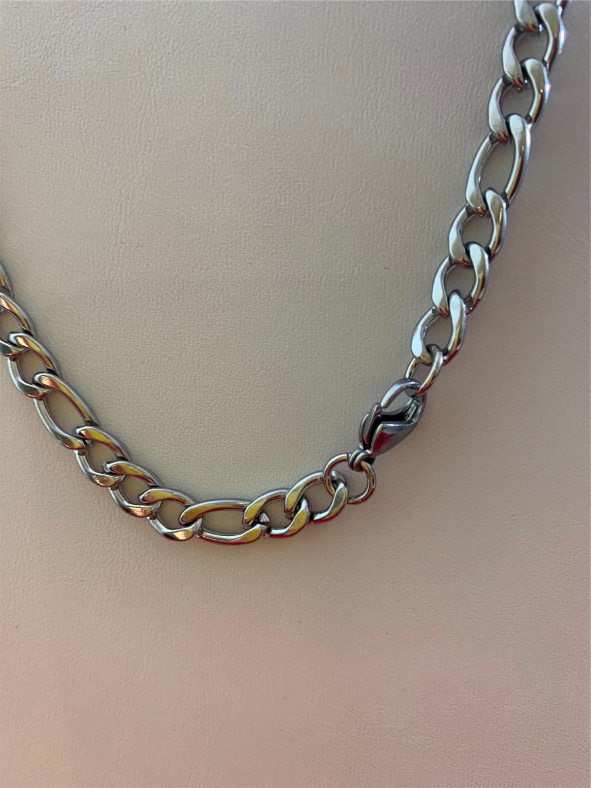 7-40″ STAINLESS STEEL SILVER FIGARO ROPE CHAIN WOMENS MEN3/4/5/7/9/10/12 mm