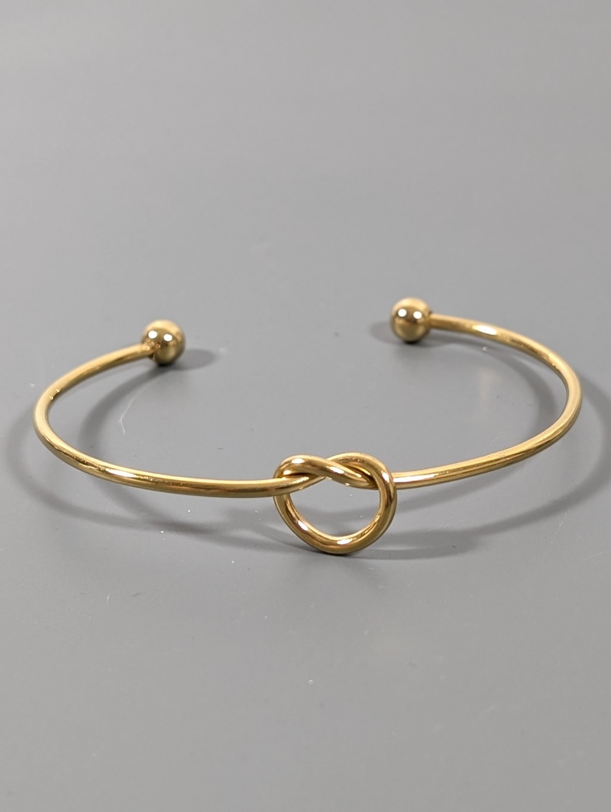 Gold Tone Knot Cuff Bracelet Stacking Retro Minimalist 6.5 in