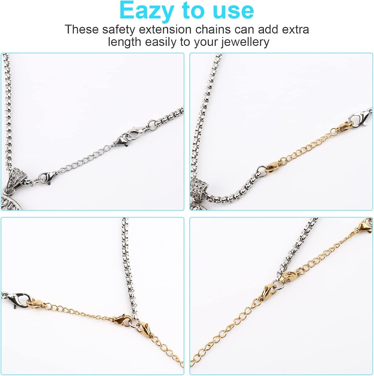 12 Pcs Extender /Safety Chain Extender Necklace Bracelet Lobster lock 1″ To 6″