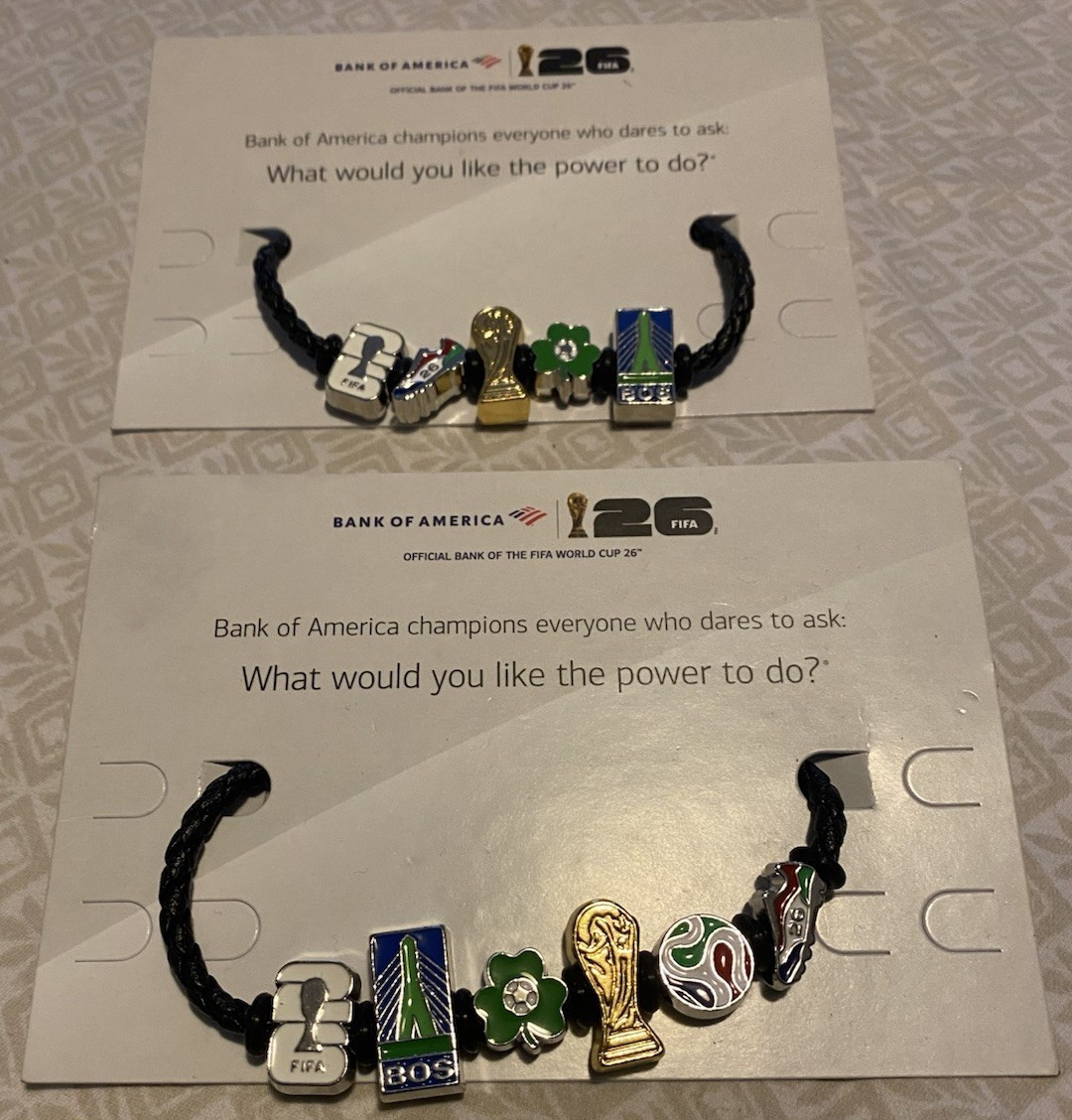 Set of 2 Boston FIFA World Cup 2026 Collectible Black Cord Charm Bracelets