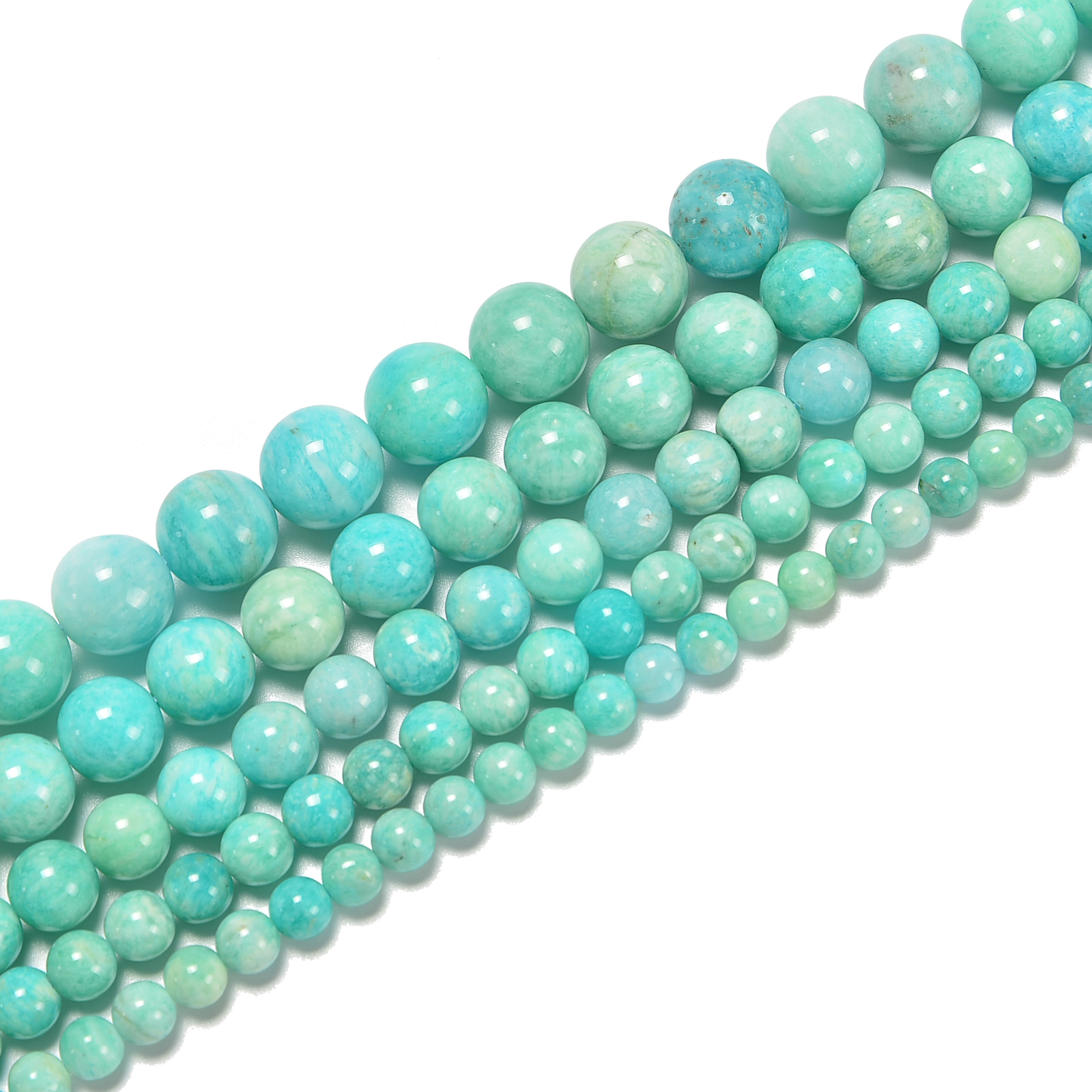 Green Blue Amazonite Smooth Round 6mm 7mm 7.8mm 8mm 9mm 10mm 12mm 15.5” Strand