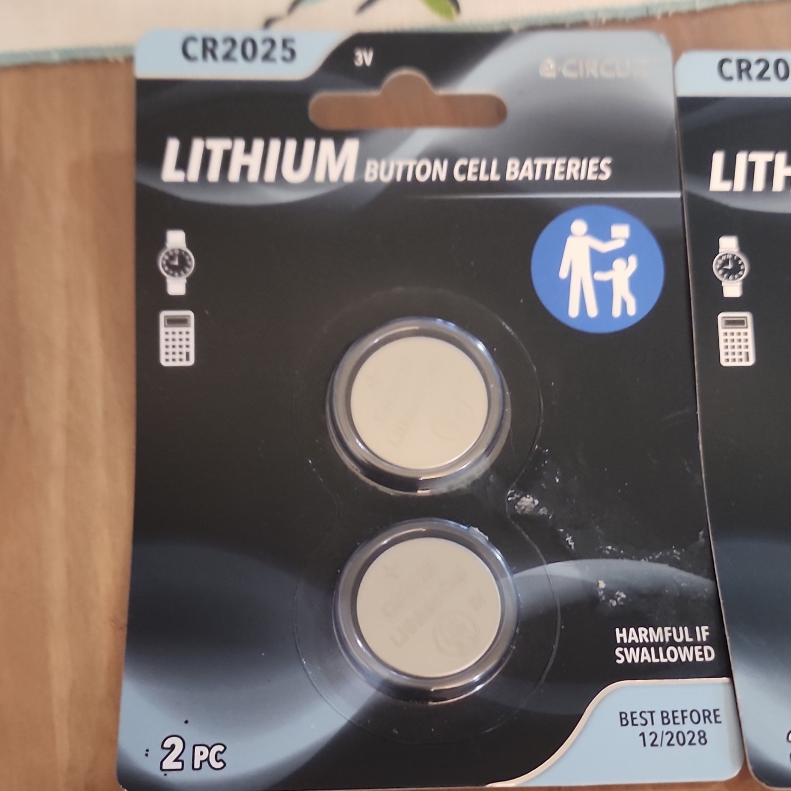 e-Circuit CR2025 3V Lithium Coin/Button Cell Battery 2 Pack Exp 12/2028