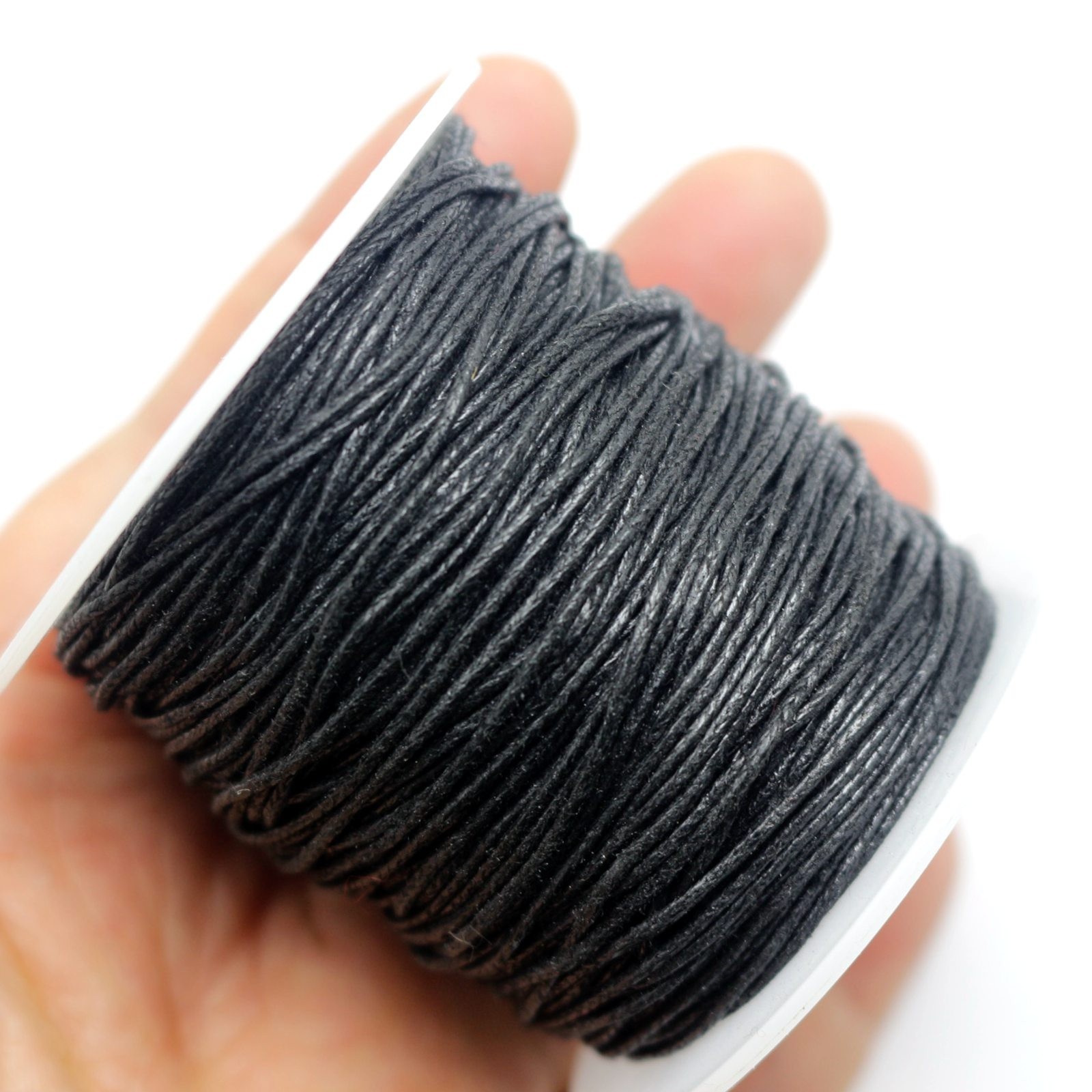 77 Yards/Roll Black Waxed Cotton Beading Cord 1mm for Bracelet Necklace Making