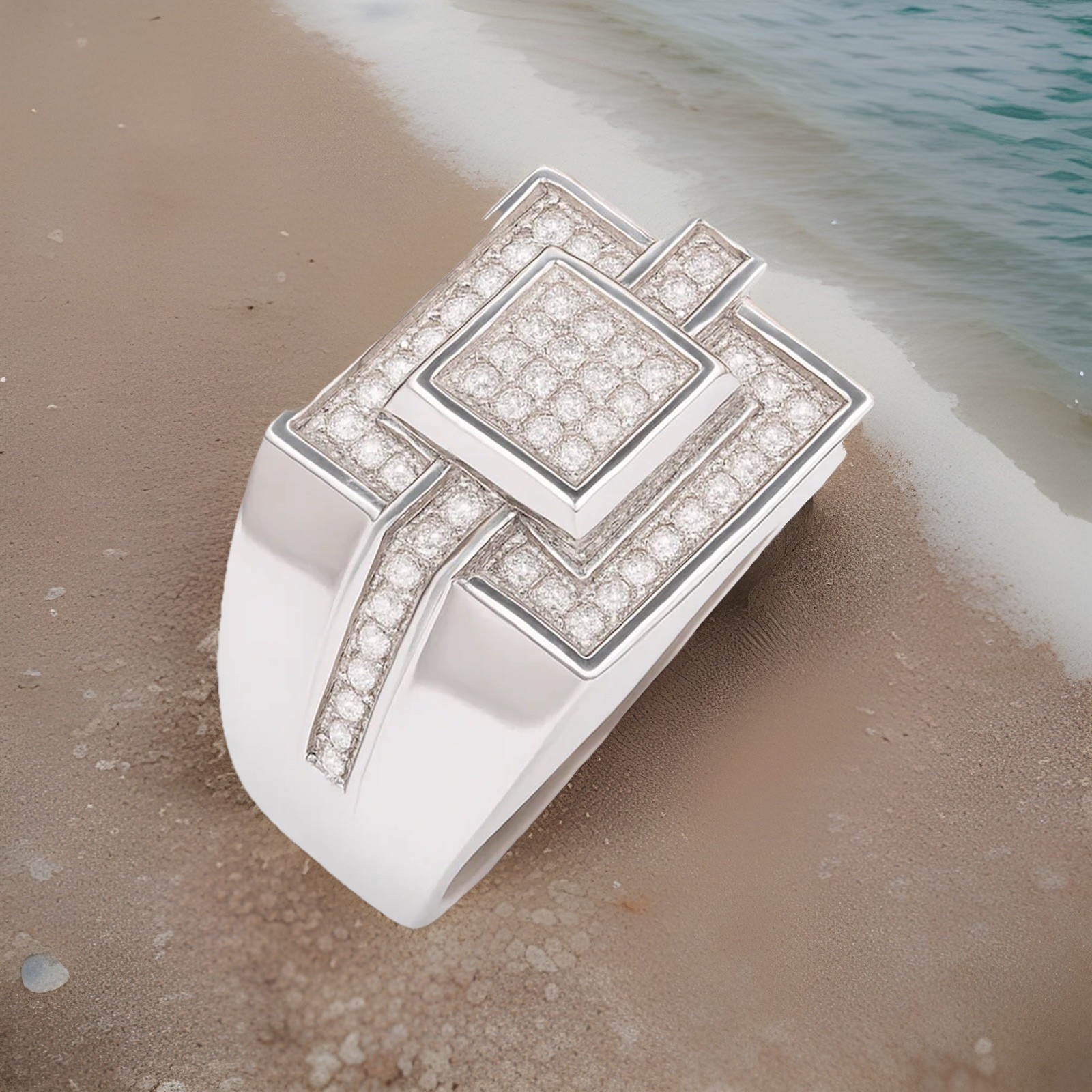Real 925 Silver Mens Moissanite Square Ring Hip Hop Iced Pinky Ring Gift Size 10