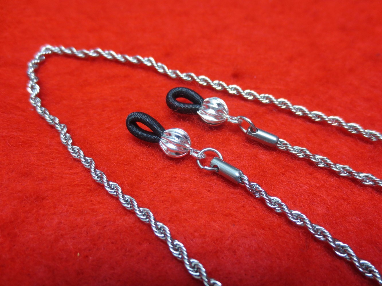 EYEGLASS HOLDER-20-30 INCH 2.5MM STAINLESS STEEL SILVER ROPE CHAIN -EYEGLASS