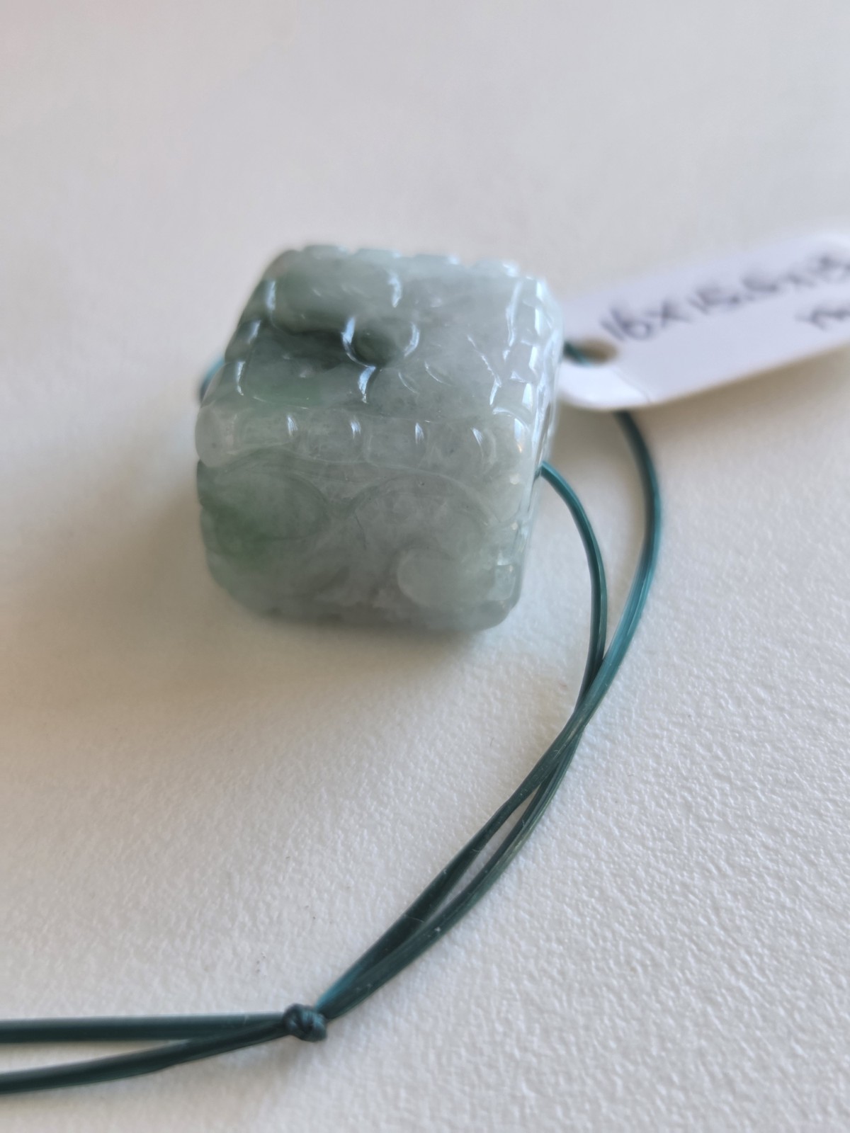 Natural Burmese Green Cube Jade Carved Flower