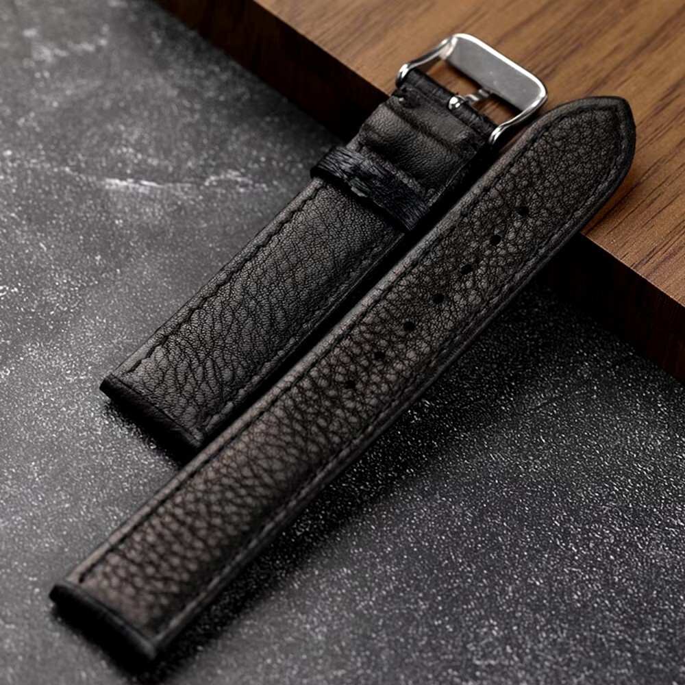 Black Brown Ostrich Leather Watch Strap 18mm 19mm 20mm 21mm 22mm
