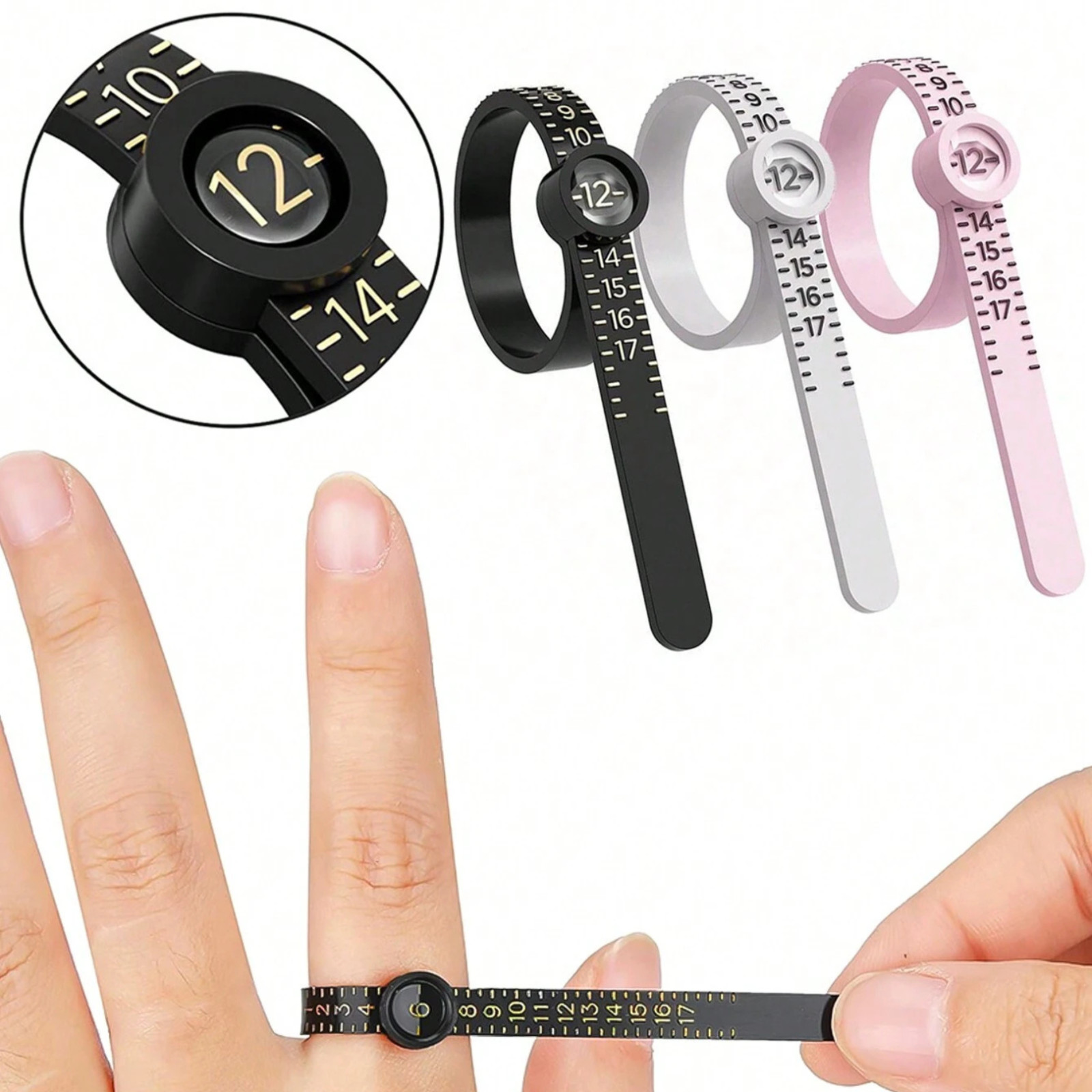 Ring Sizer Finger Measure Gauge US Sizes 1-17 Reusable Ring Sizer Measuring Tool