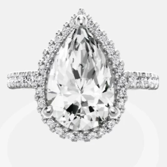 Fine Diamond Ring 3.56 Ct Pear Cut Lab Grown 14k White Gold IGI Certified VS E F