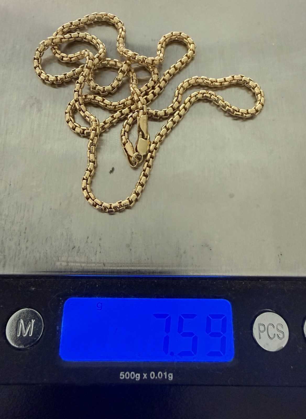 14k Real Yellow Gold Round Box Chain Necklace 20” Inch 2.4mm